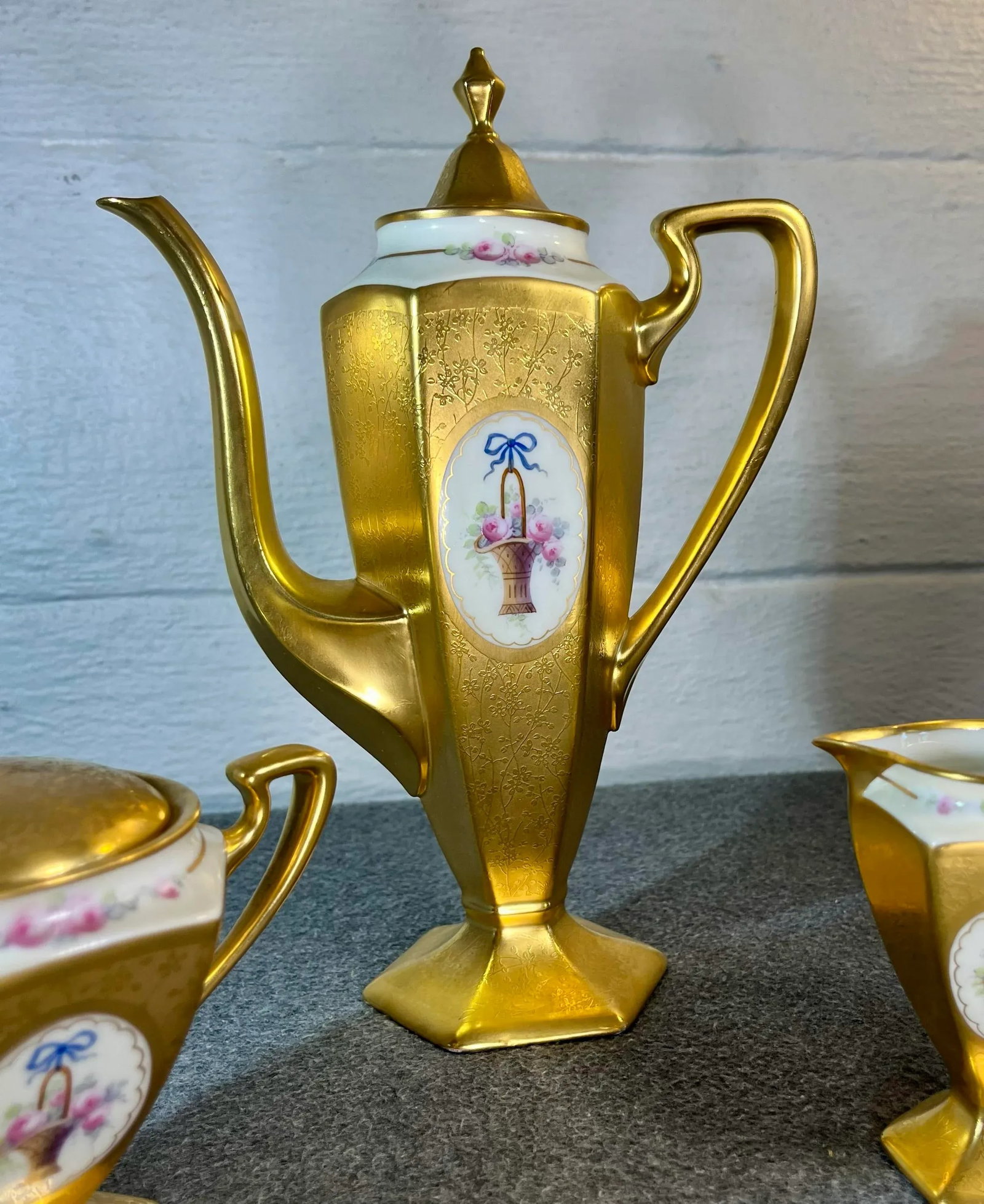 3pc-Antique B & C Limoges (France) Porcelain Coffee Service Set - 2
