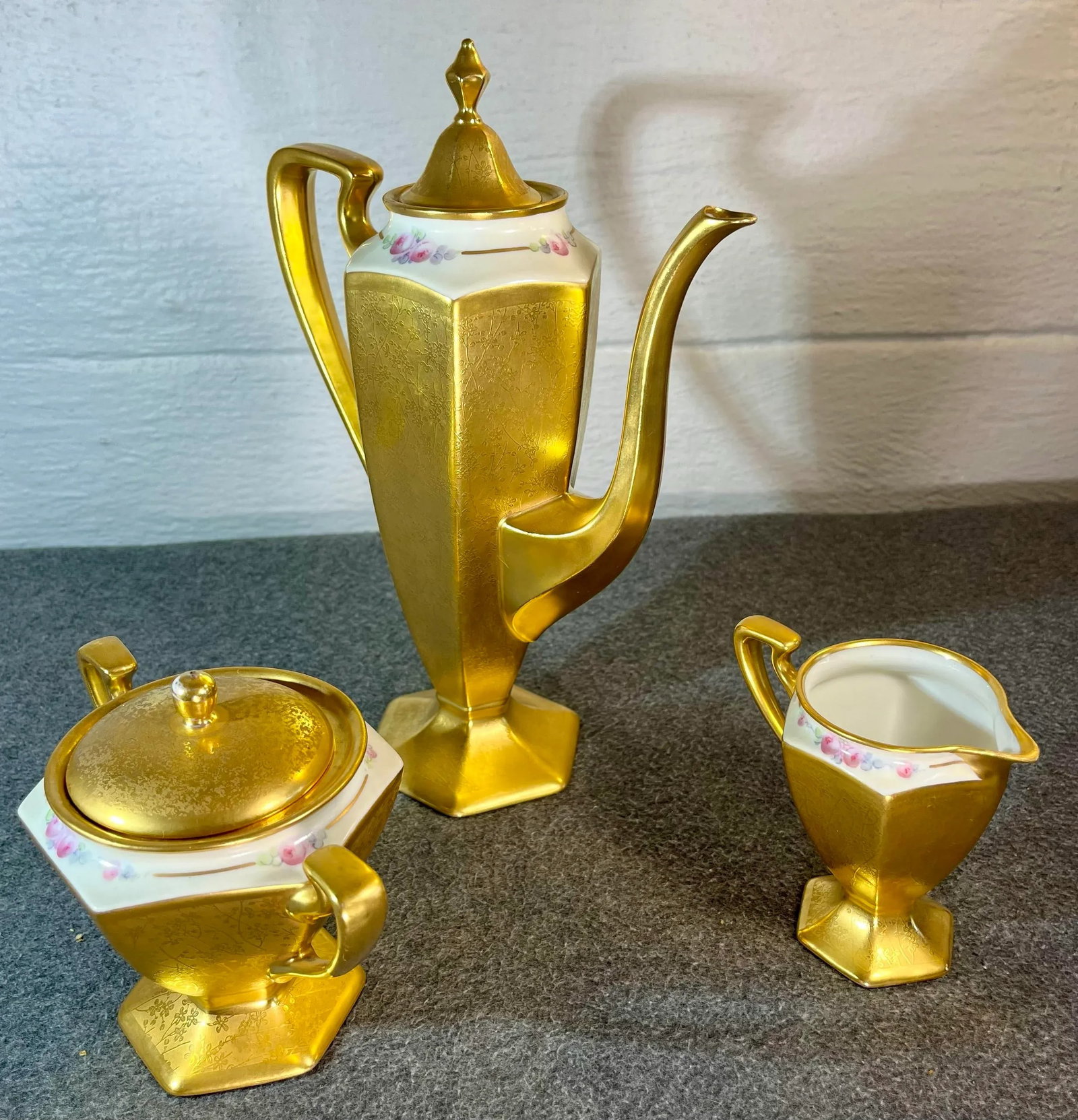 3pc-Antique B & C Limoges (France) Porcelain Coffee Service Set - 5