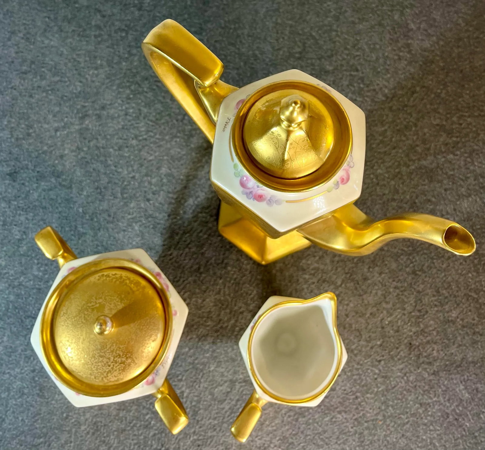 3pc-Antique B & C Limoges (France) Porcelain Coffee Service Set - 8