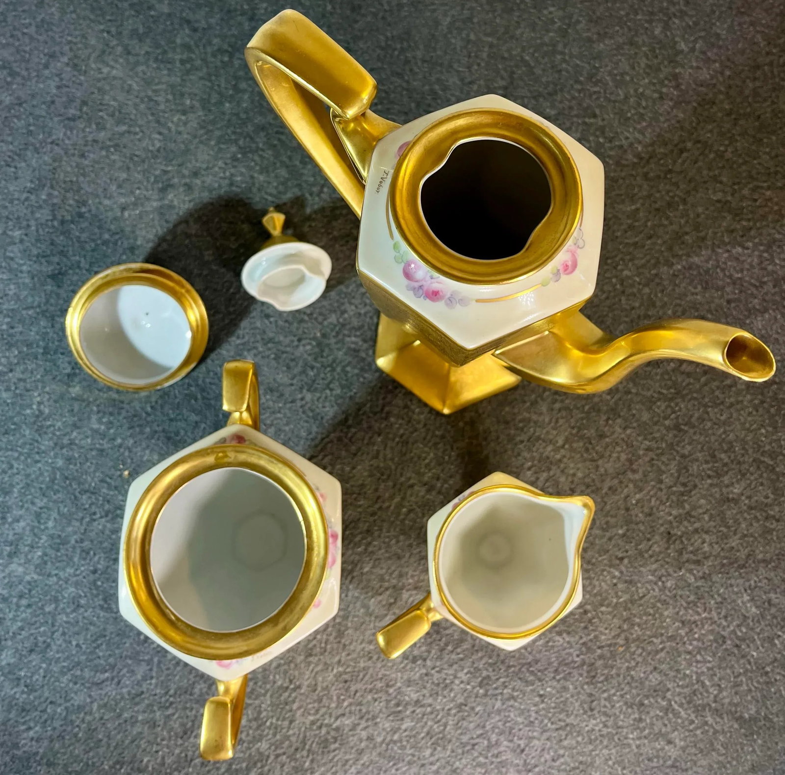 3pc-Antique B & C Limoges (France) Porcelain Coffee Service Set - 9