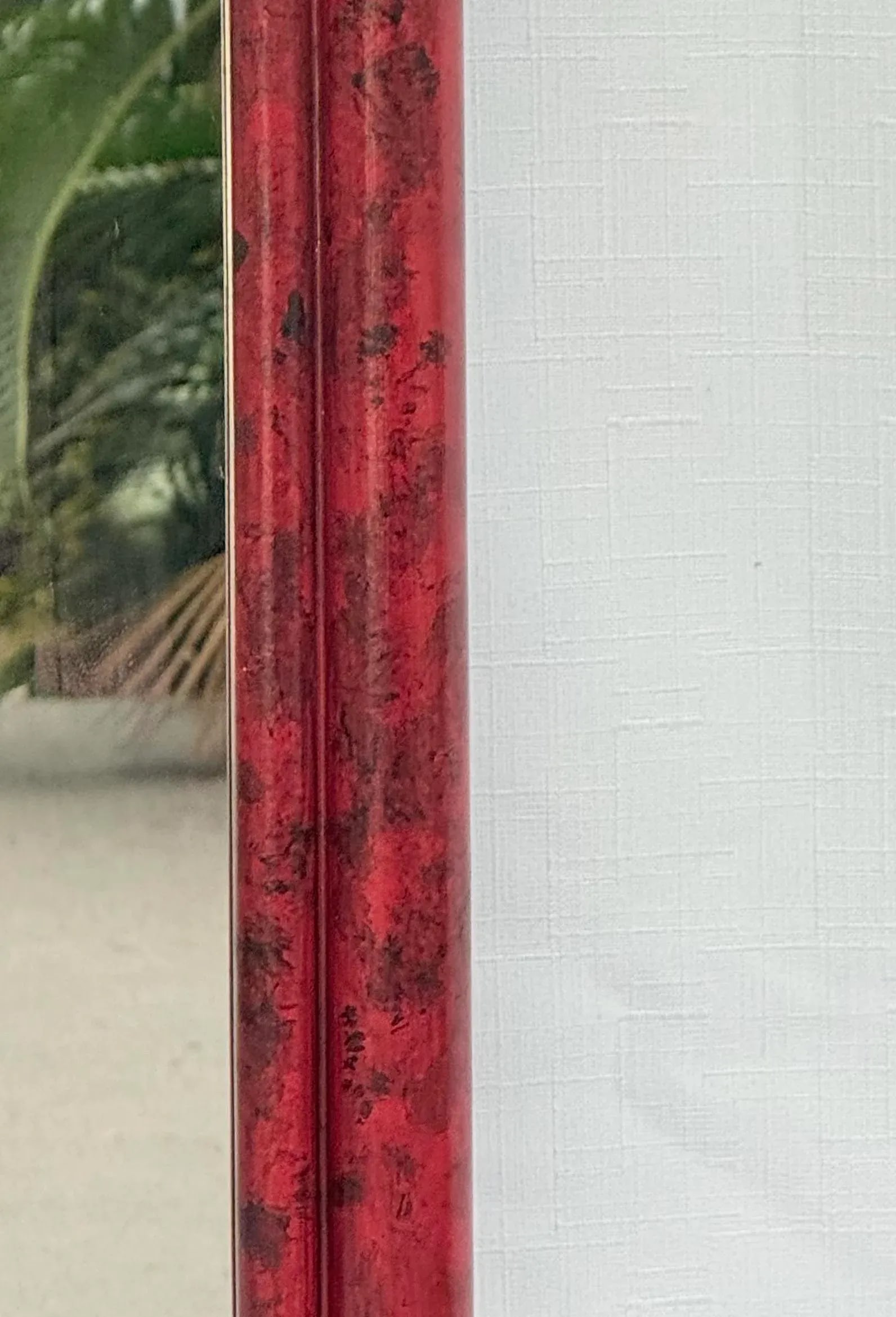 Vintage Palm Beach Regency Vermillion Red Faux Tortoiseshell Bamboo Rattan Arched Wall Mirror - Newl - 8