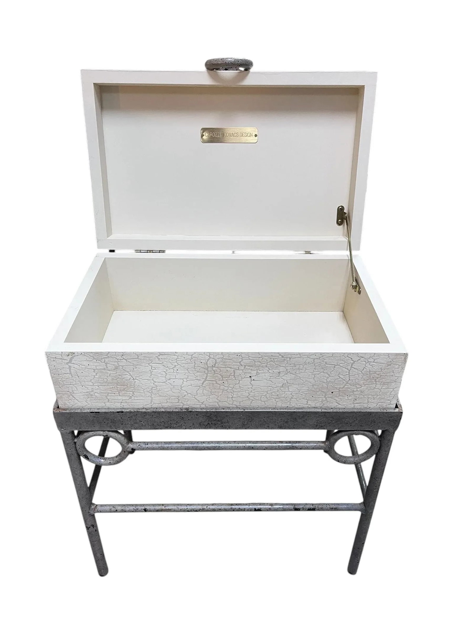 1990s Capozzi Kocacs Design Wooden Box on an Iron Stand - 2