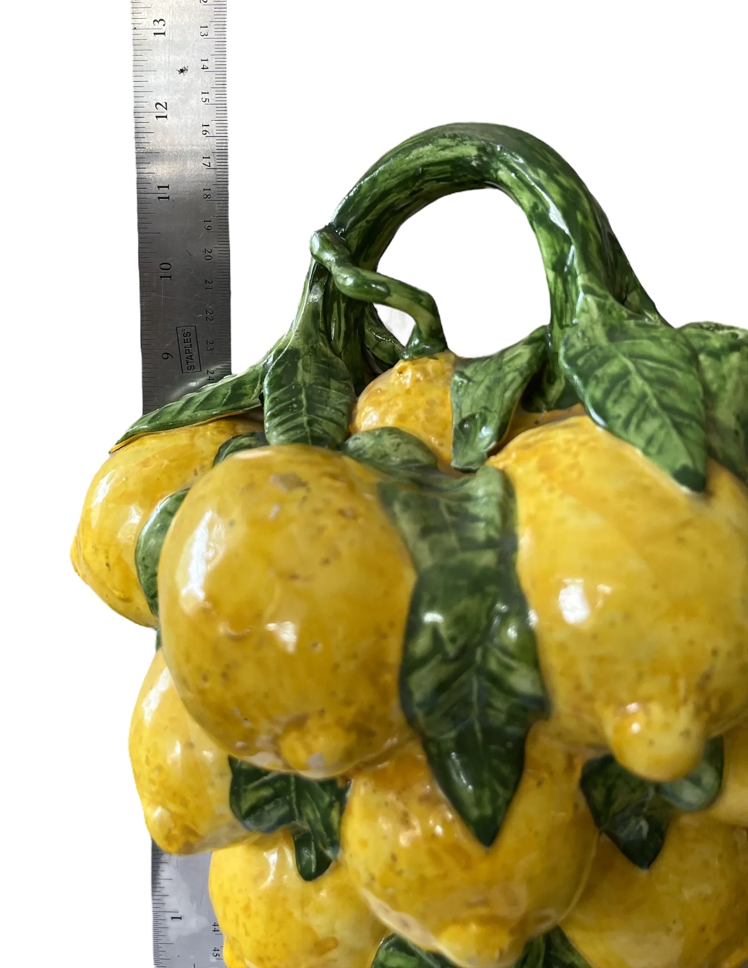 1960s Spanish Majolica Lemons Hand Painted "Botijo" Pitcher Earthenware Water Jug - 12