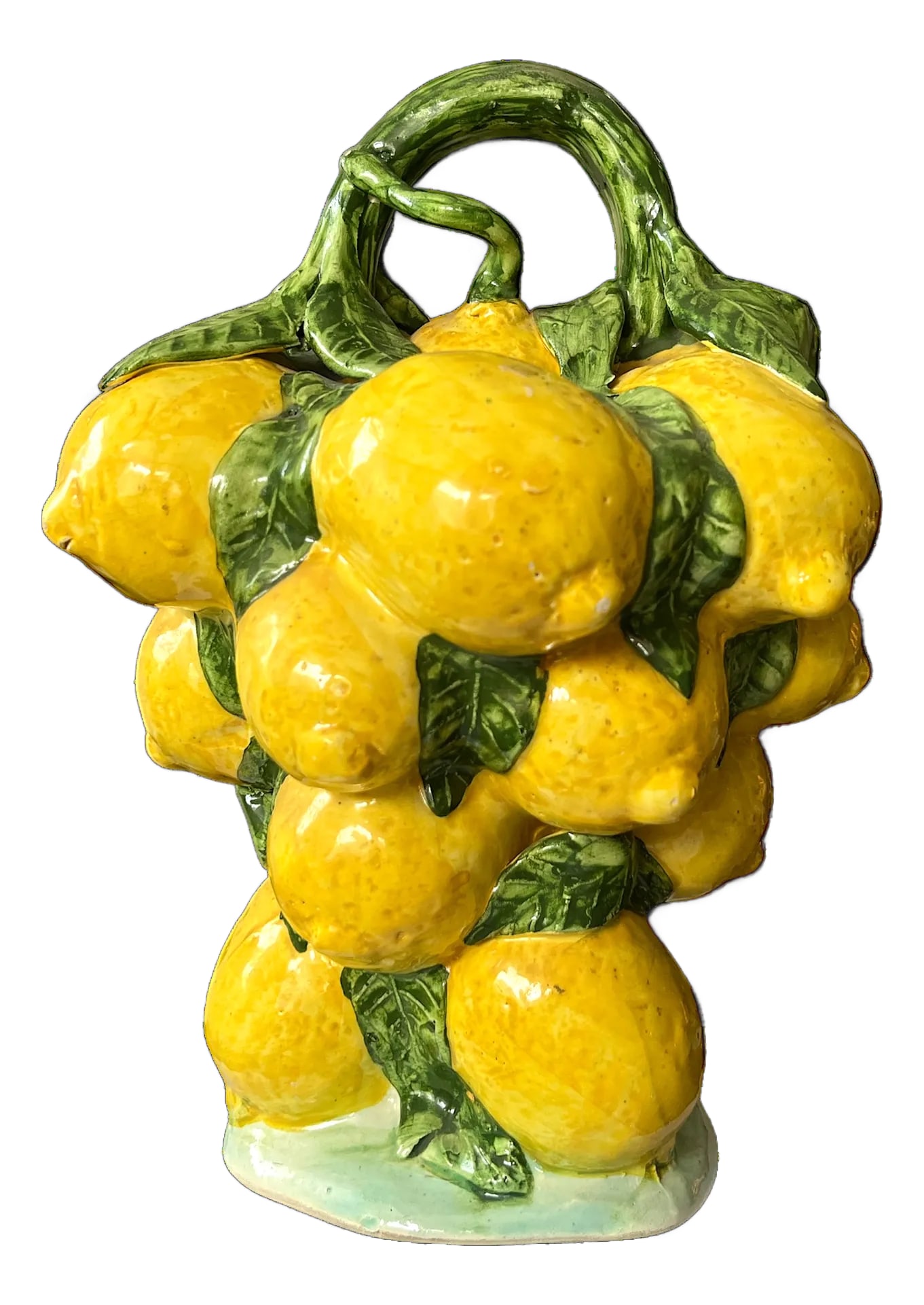 1960s Spanish Majolica Lemons Hand Painted "Botijo" Pitcher Earthenware Water Jug (1 of 12)