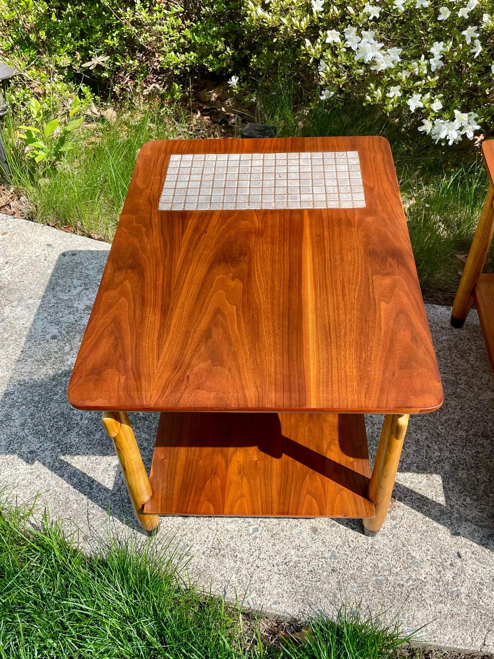 Lane "Monte Carlo" Walnut & Tile Inlay End/Side Tables 1960s Pair Mid-Century Modern - 4