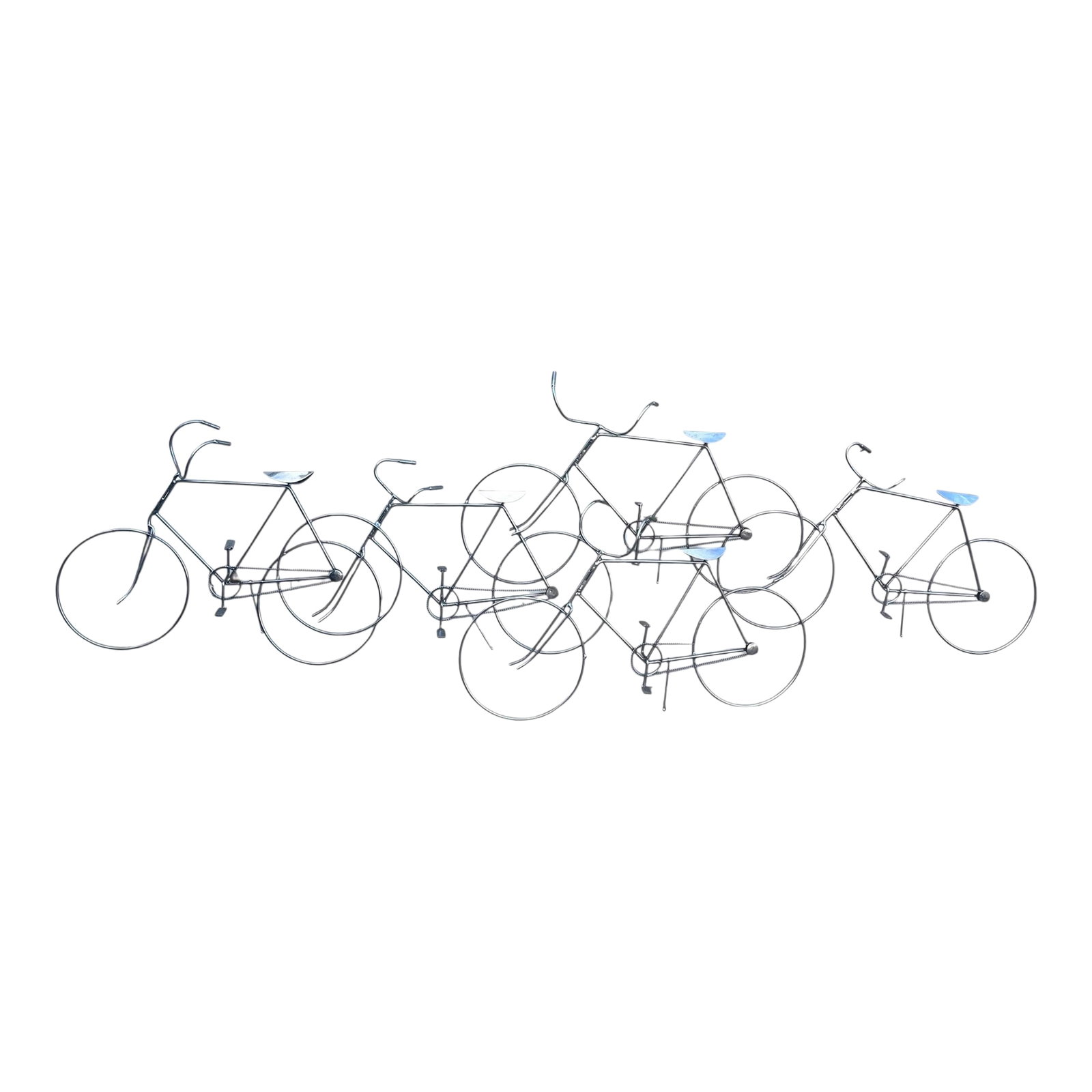 Curtis Jere 1970's Bicycle Sculpture, Signed: Timeless, mid-century, modern sculpture of a group of bicycles, sculpted and designed by Curtis Jere hand signed an original condition ready for hanging in home or office Condition: Alterations: