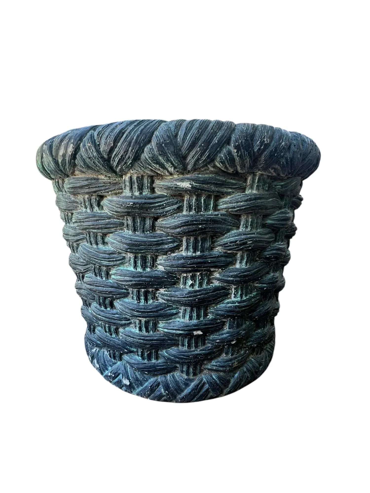 Planters by A. Silvestri Co. San Francisco Faux Wicker Cast Stone – Pair - 8