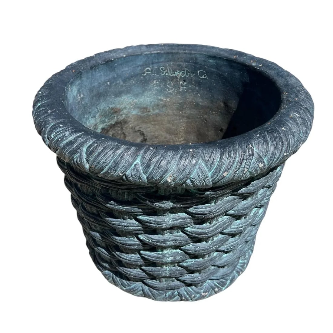 Planters by A. Silvestri Co. San Francisco Faux Wicker Cast Stone – Pair - 9