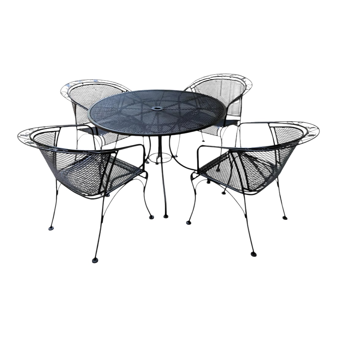 Wrought Iron Russell Woodard Restored Indoor/Outdoor Patio Table With 4 Barrel Chairs (1 of 11)