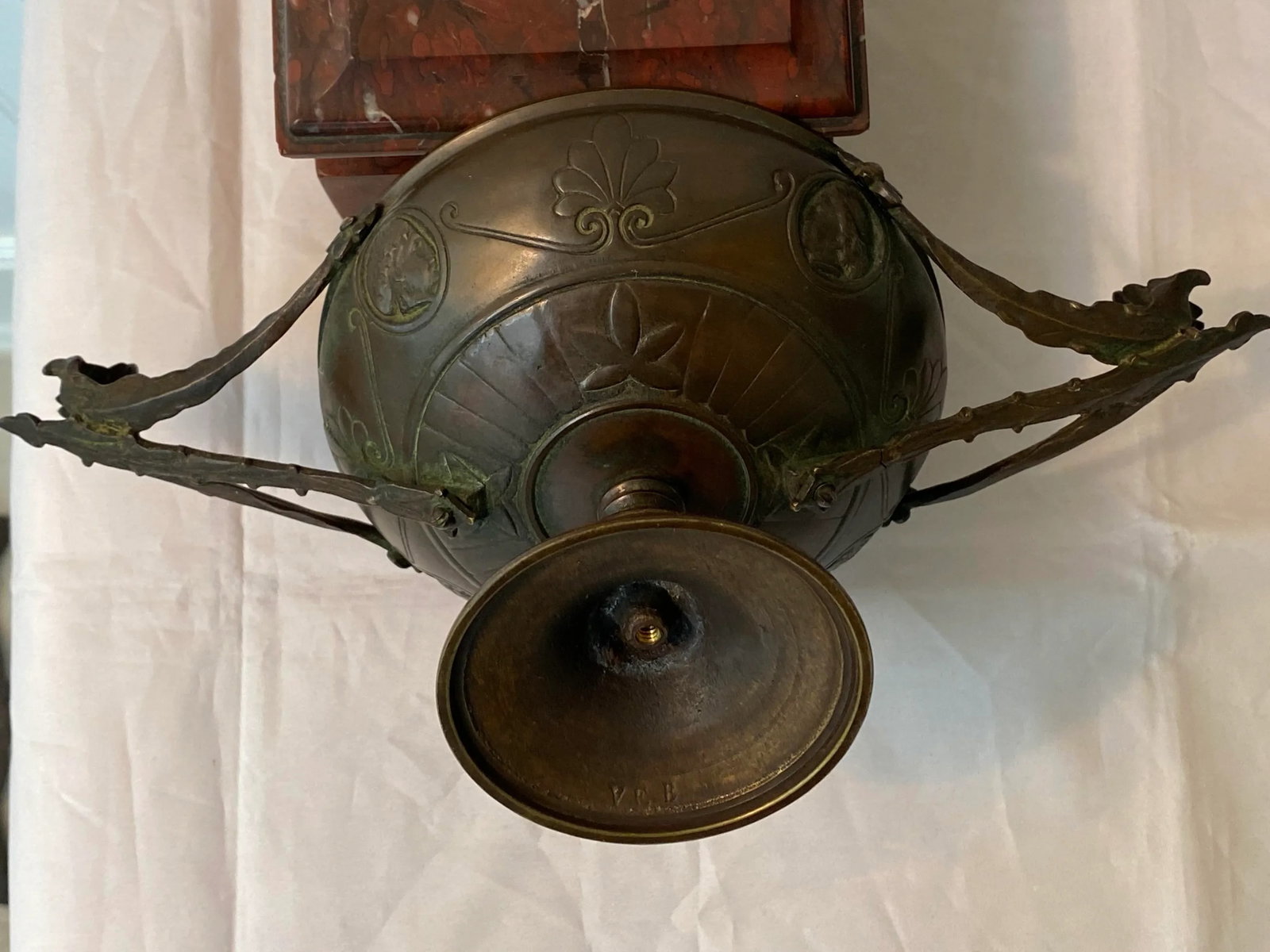 19th Century French Napoleon III Period Bronze Lidded Urns on Marble Bases - a Pair - 7