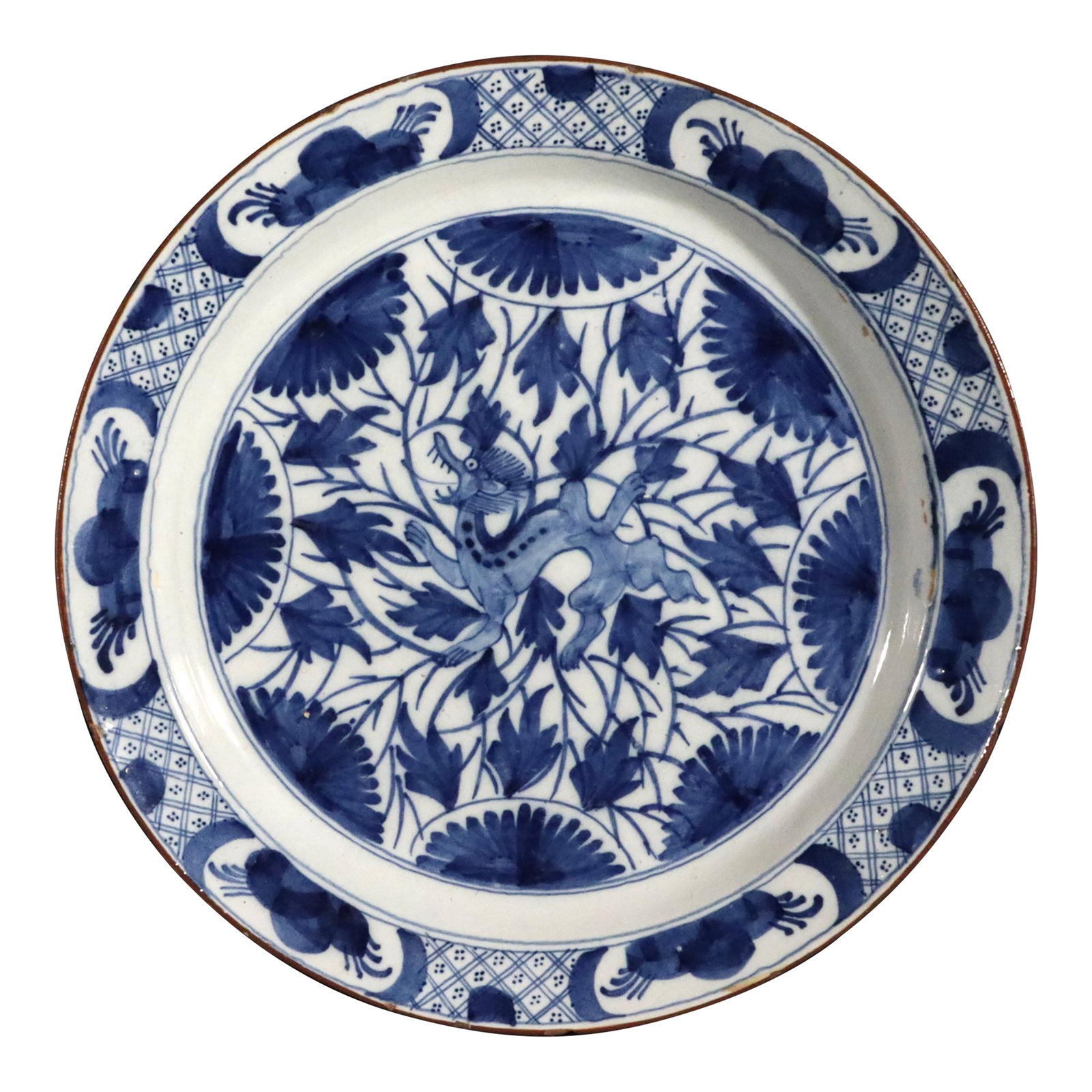 Dutch Delft Large Dish With Chinoiserie Dragon Design (1 of 8)