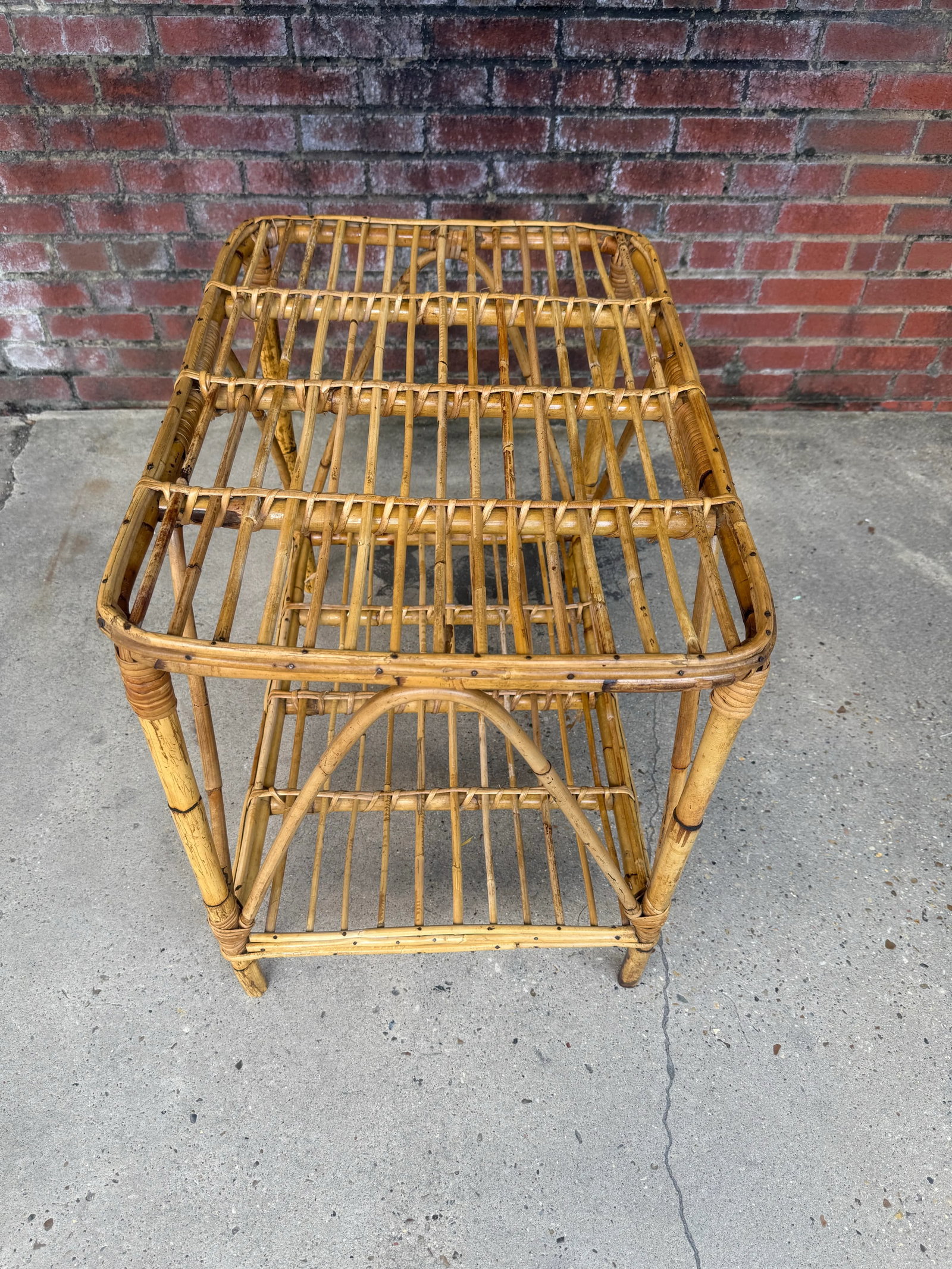 Vintage Italian Riviera Tito Angoli Style Bamboo and Rattan Coffee / Side Table - 6