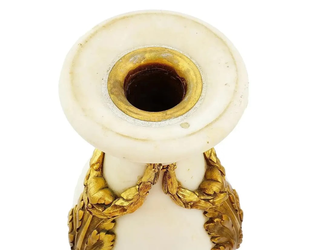 Antique French White Marble and Gilt Bronze Cassolettes - a Pair - 7