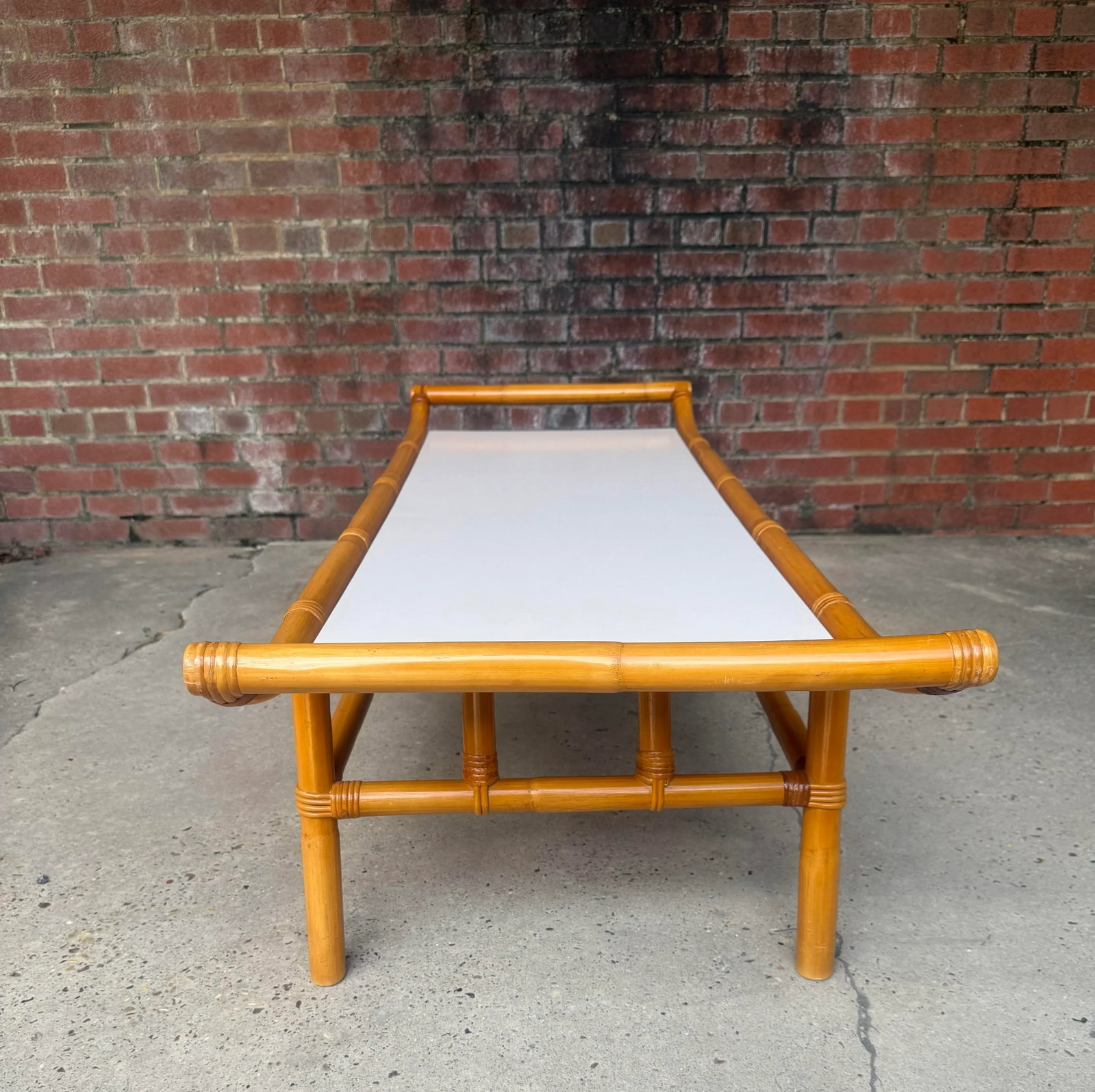 1960s Rattan and Bamboo Pagoda Low Coffee Table by Turtle and Crane - John Wisner for Ficks Reed Sty - 5