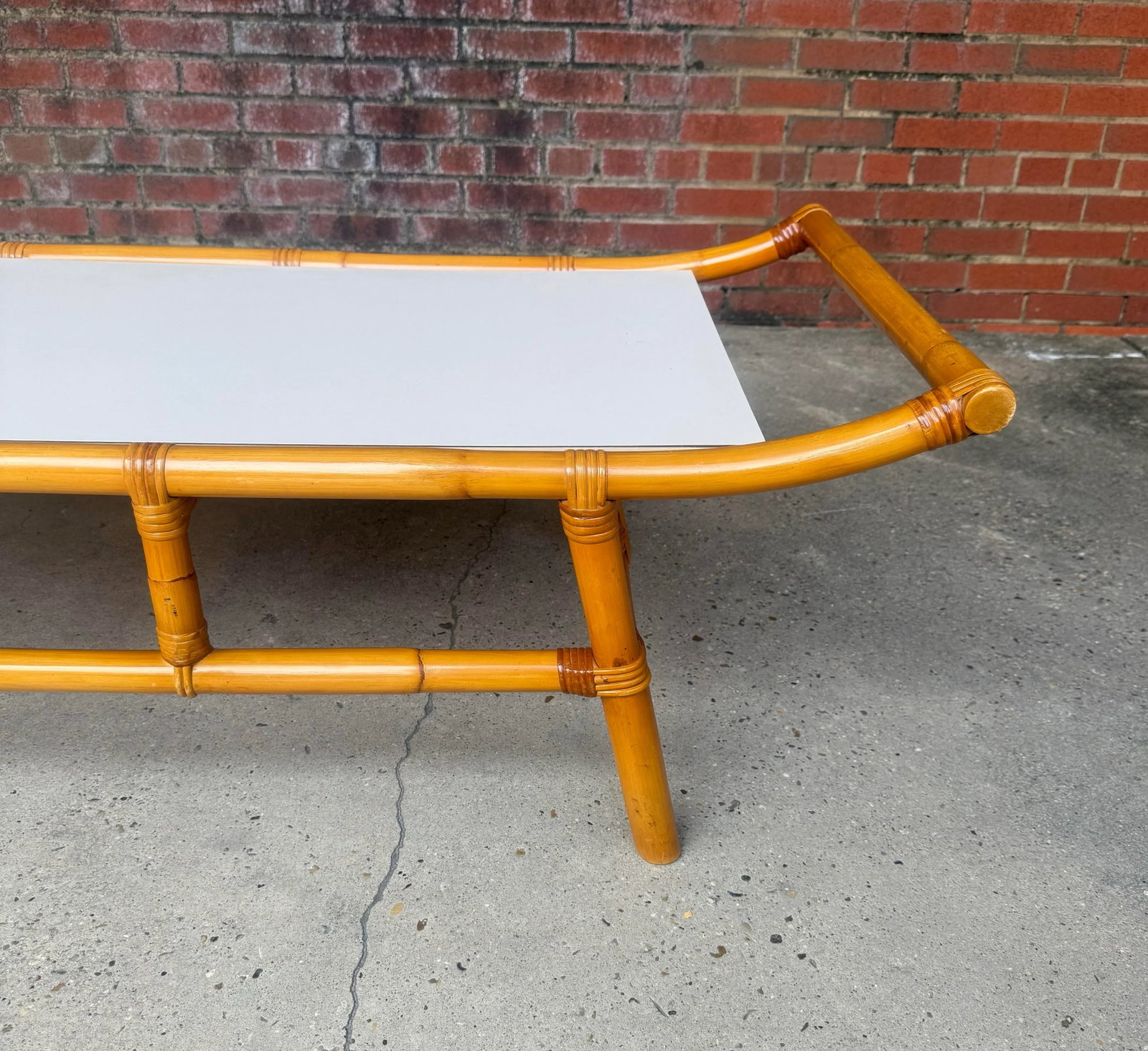 1960s Rattan and Bamboo Pagoda Low Coffee Table by Turtle and Crane - John Wisner for Ficks Reed Sty - 8