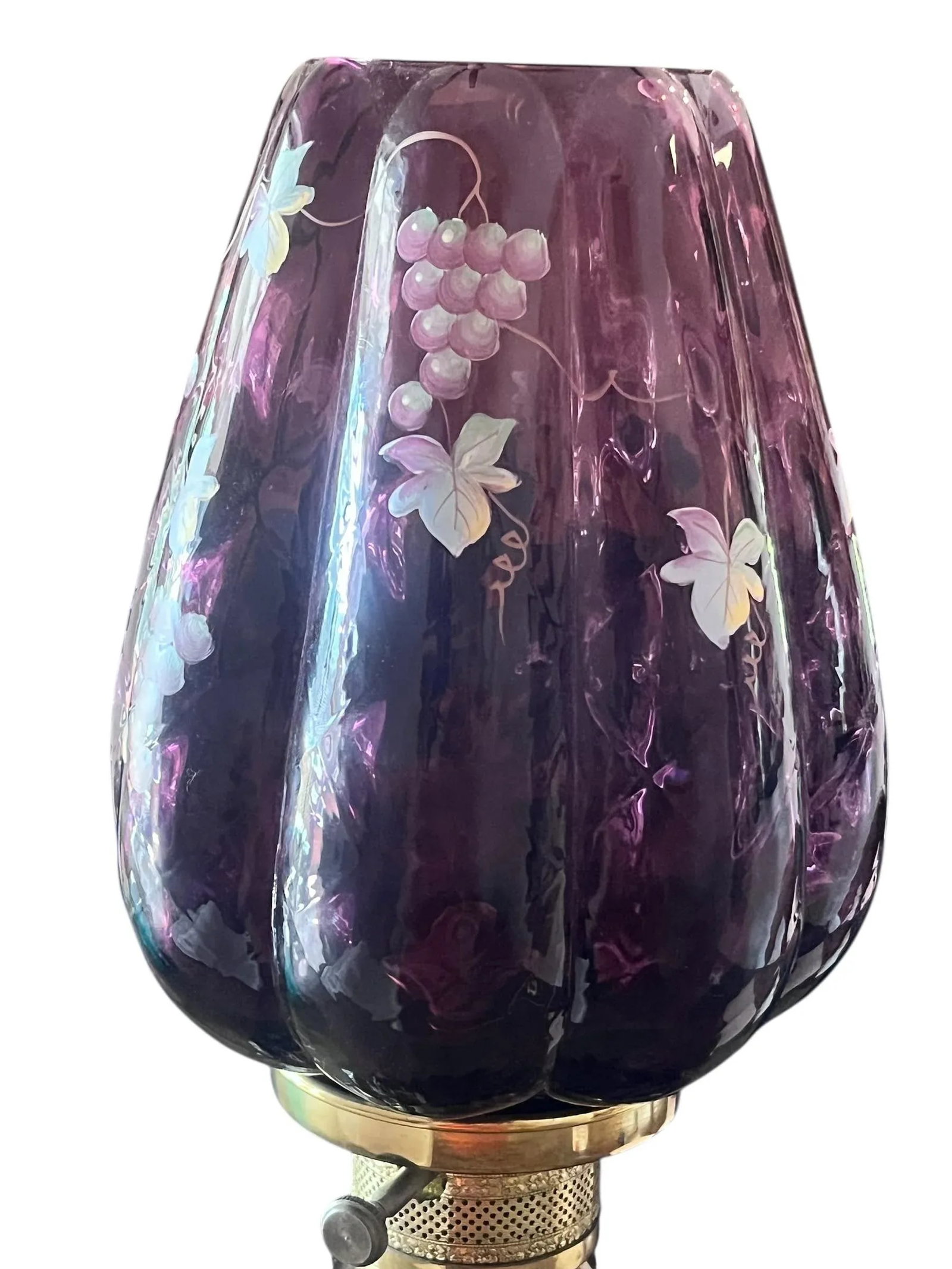 Pair of 1960s Fenton Plum Colored Parlor Table Lamps - 6