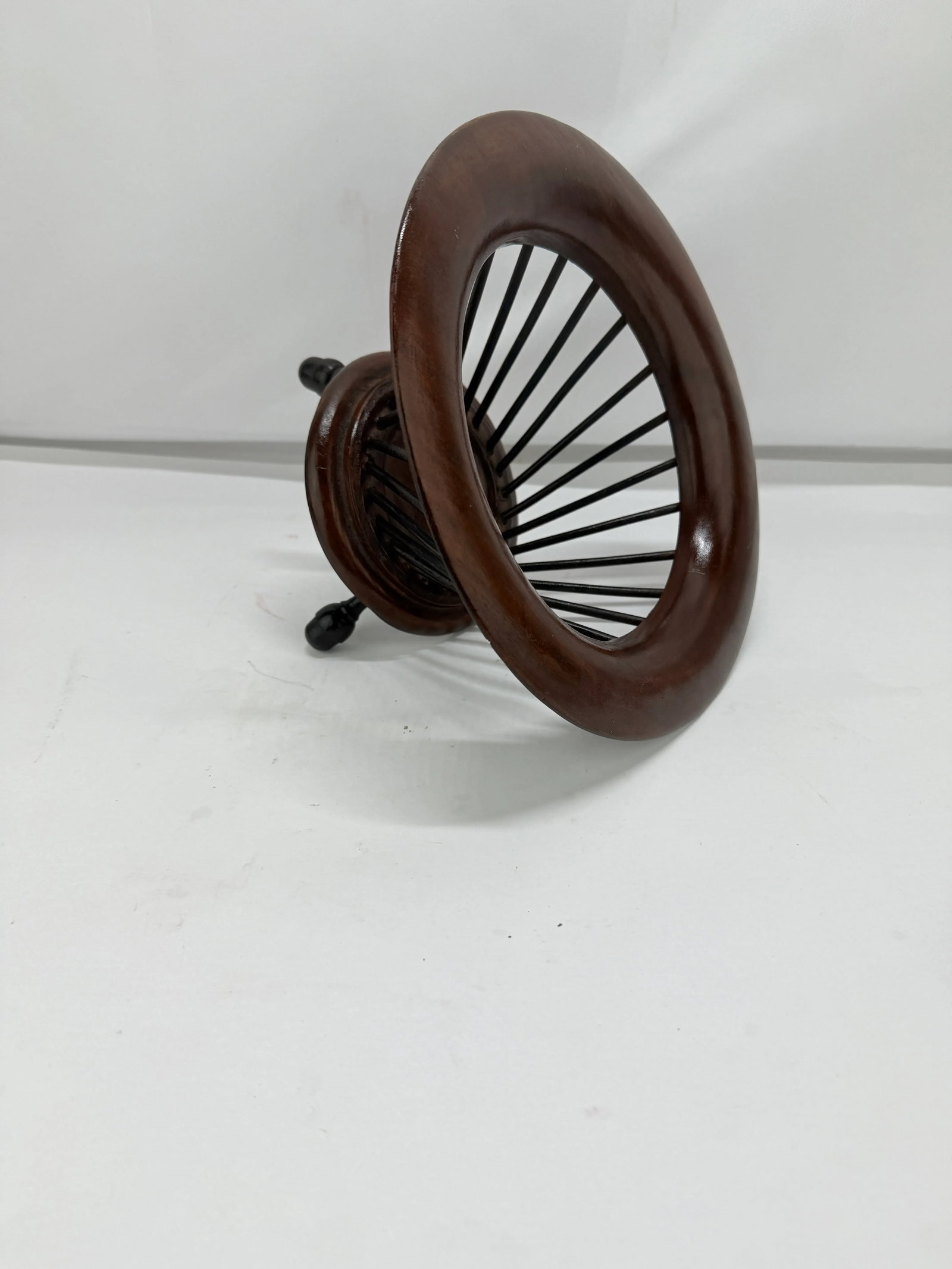 19th C, Anglo-Indian Turned Teak and Ebonized Wood Basket on Acorn Feet - 6