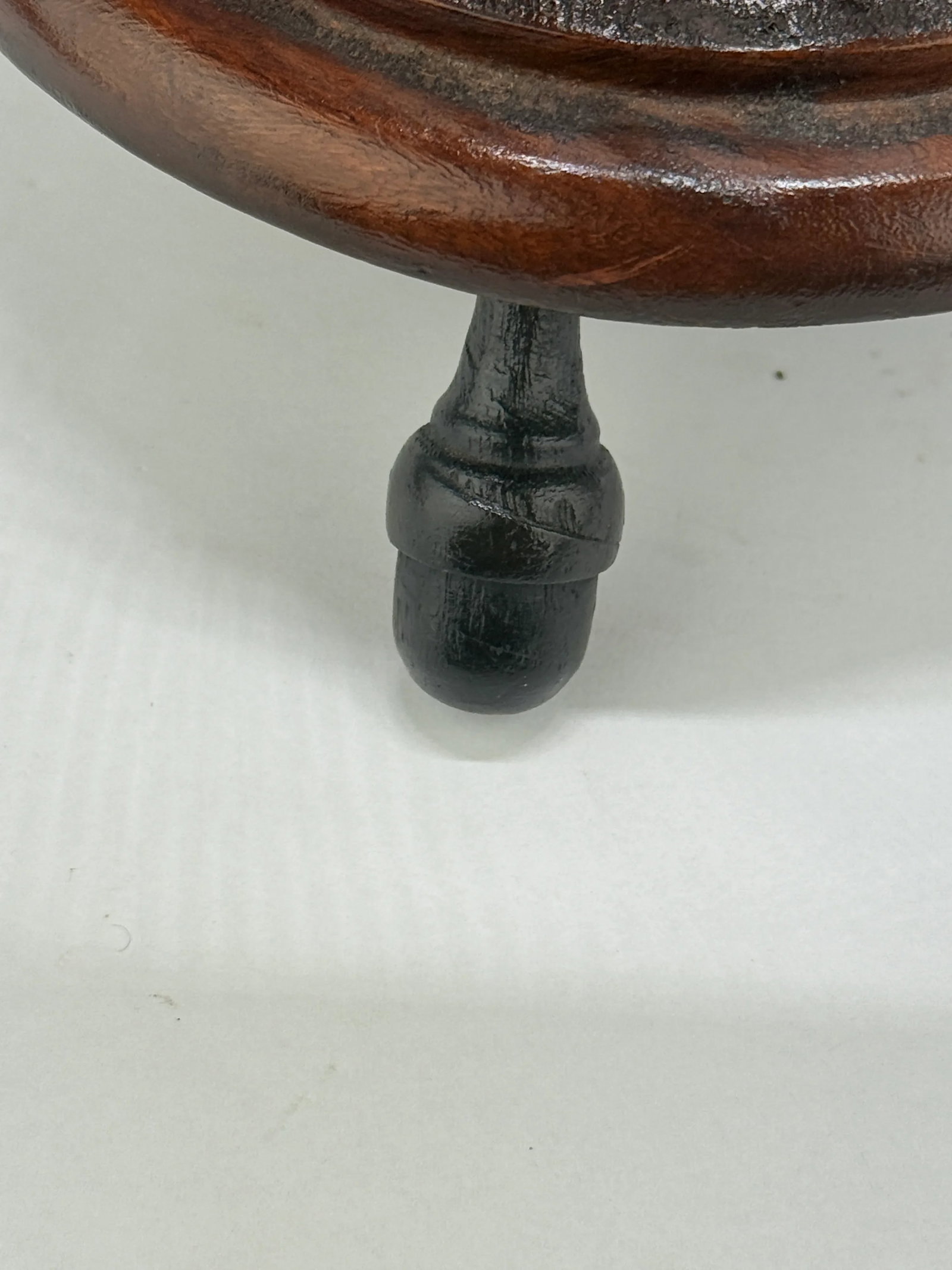 19th C, Anglo-Indian Turned Teak and Ebonized Wood Basket on Acorn Feet - 9