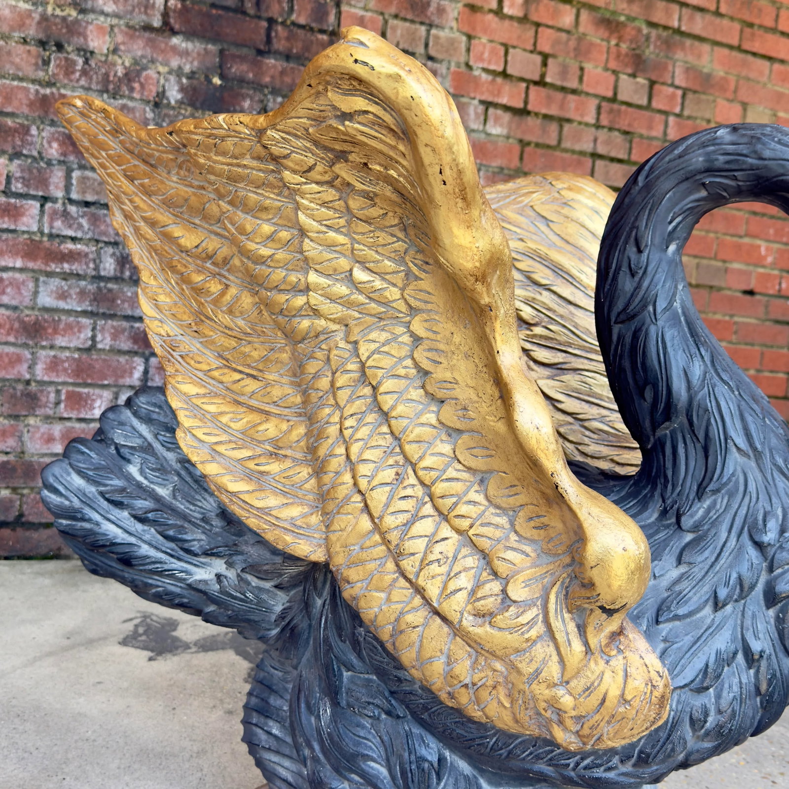 Vintage Hollywood Regency Parcel Gilt Swan Pedestal Dining Table Base - Newly Painted - 10