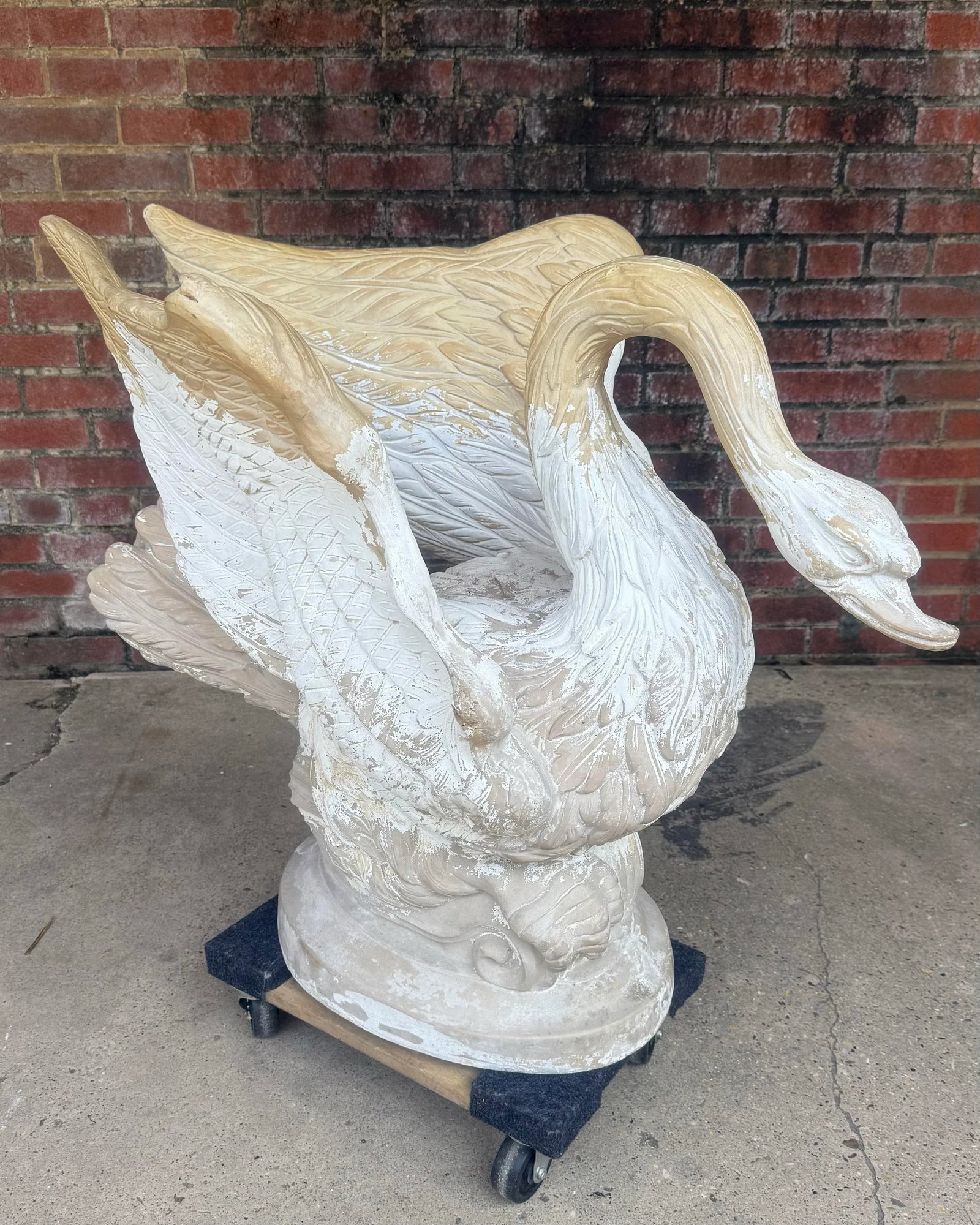 Vintage Hollywood Regency Parcel Gilt Swan Pedestal Dining Table Base - Newly Painted - 12