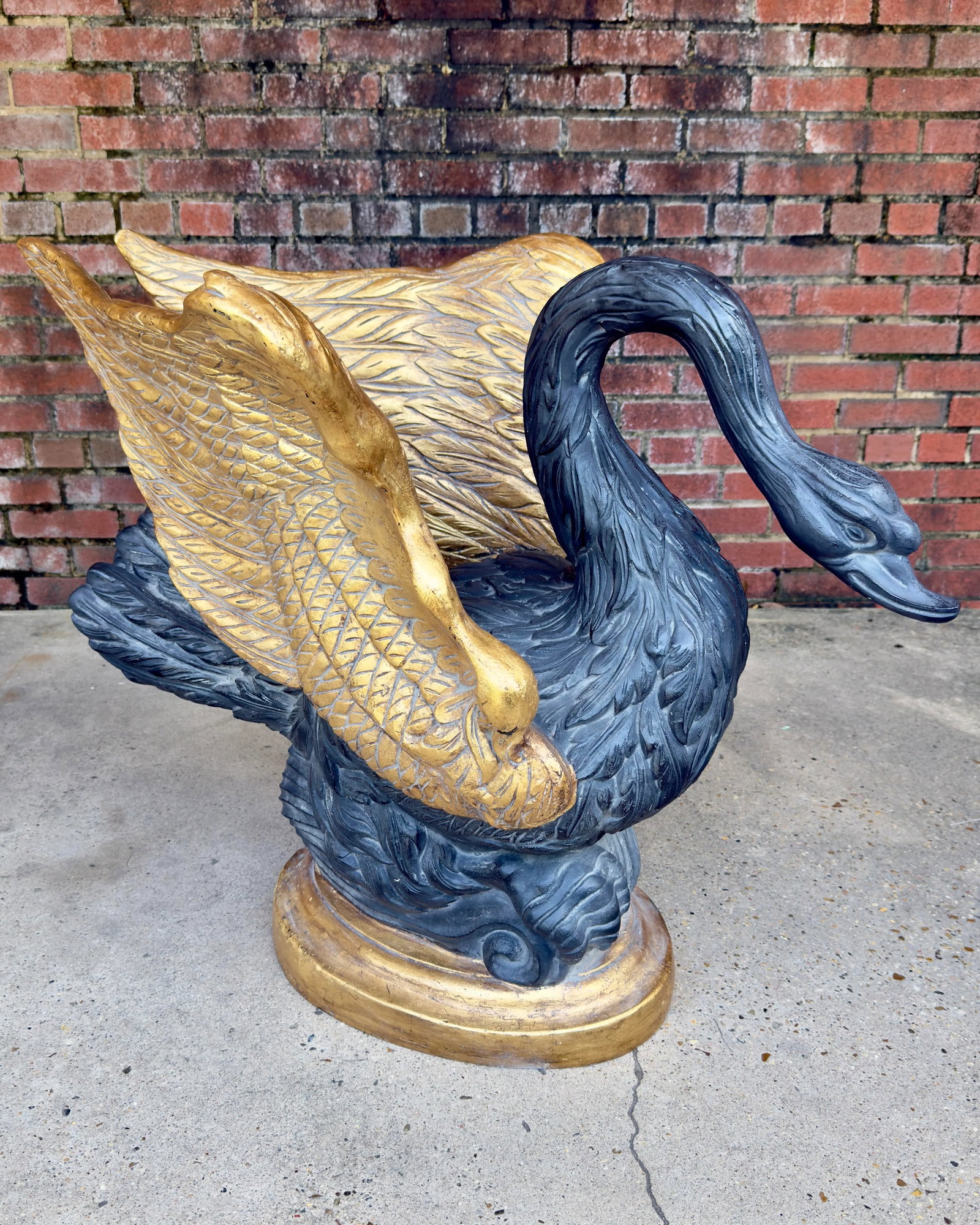 Vintage Hollywood Regency Parcel Gilt Swan Pedestal Dining Table Base - Newly Painted - 2