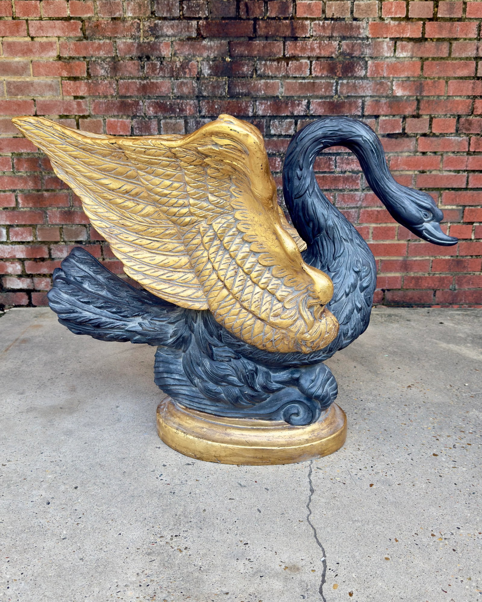 Vintage Hollywood Regency Parcel Gilt Swan Pedestal Dining Table Base - Newly Painted - 3