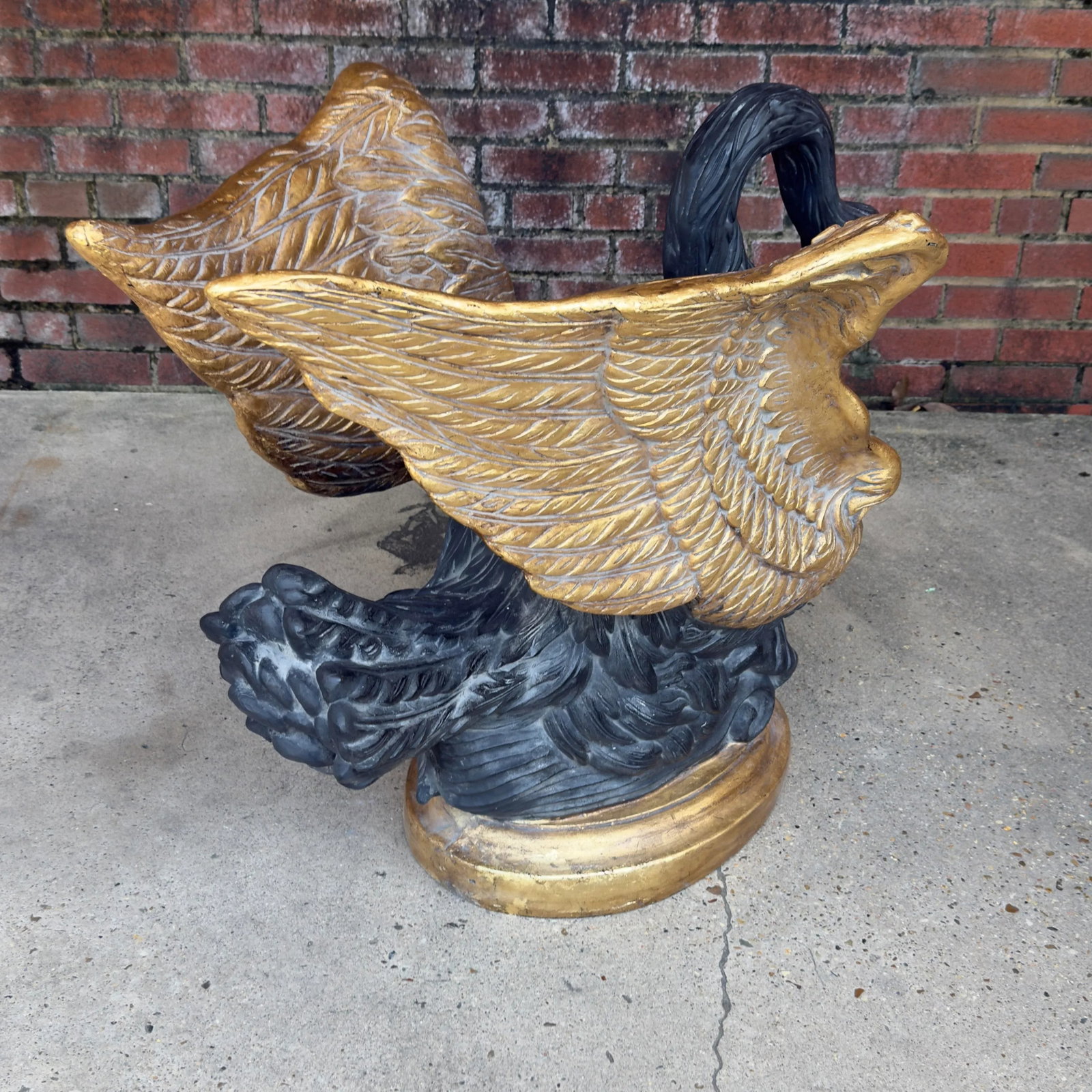 Vintage Hollywood Regency Parcel Gilt Swan Pedestal Dining Table Base - Newly Painted - 4