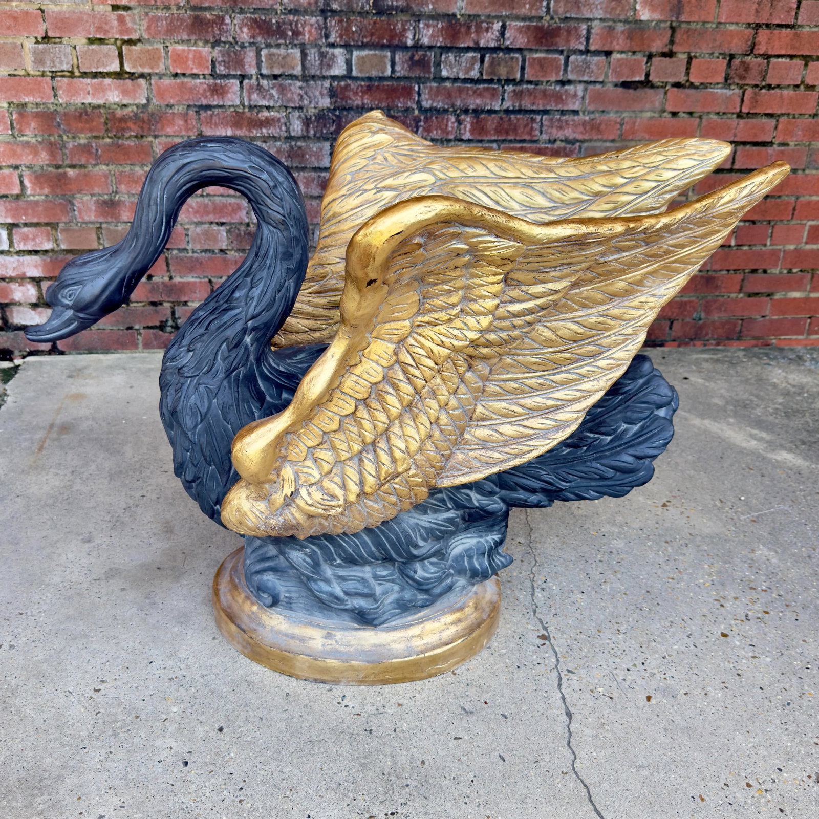 Vintage Hollywood Regency Parcel Gilt Swan Pedestal Dining Table Base - Newly Painted - 5