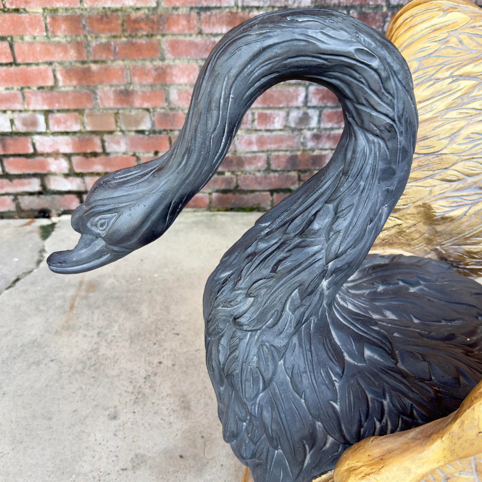 Vintage Hollywood Regency Parcel Gilt Swan Pedestal Dining Table Base - Newly Painted - 6