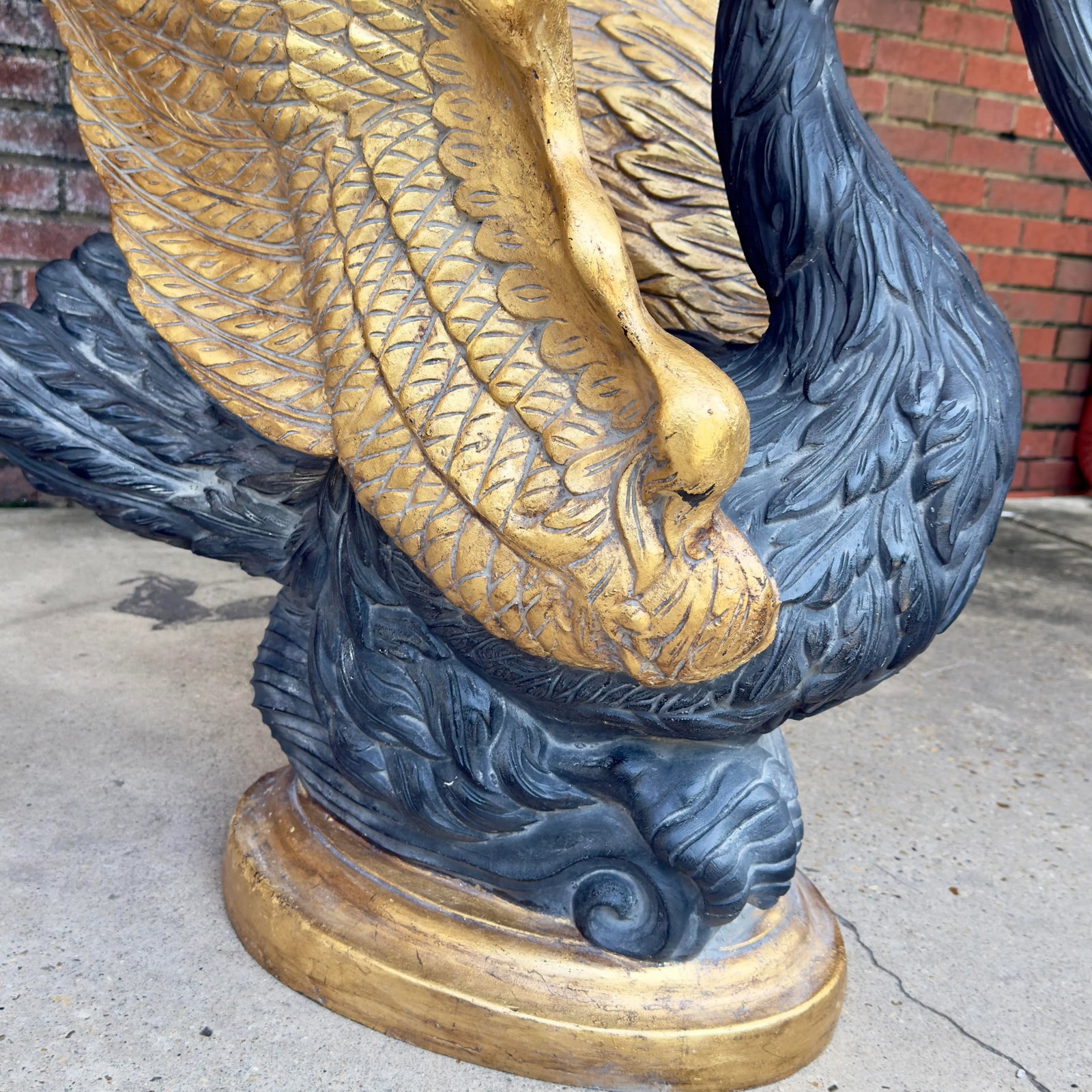 Vintage Hollywood Regency Parcel Gilt Swan Pedestal Dining Table Base - Newly Painted - 9
