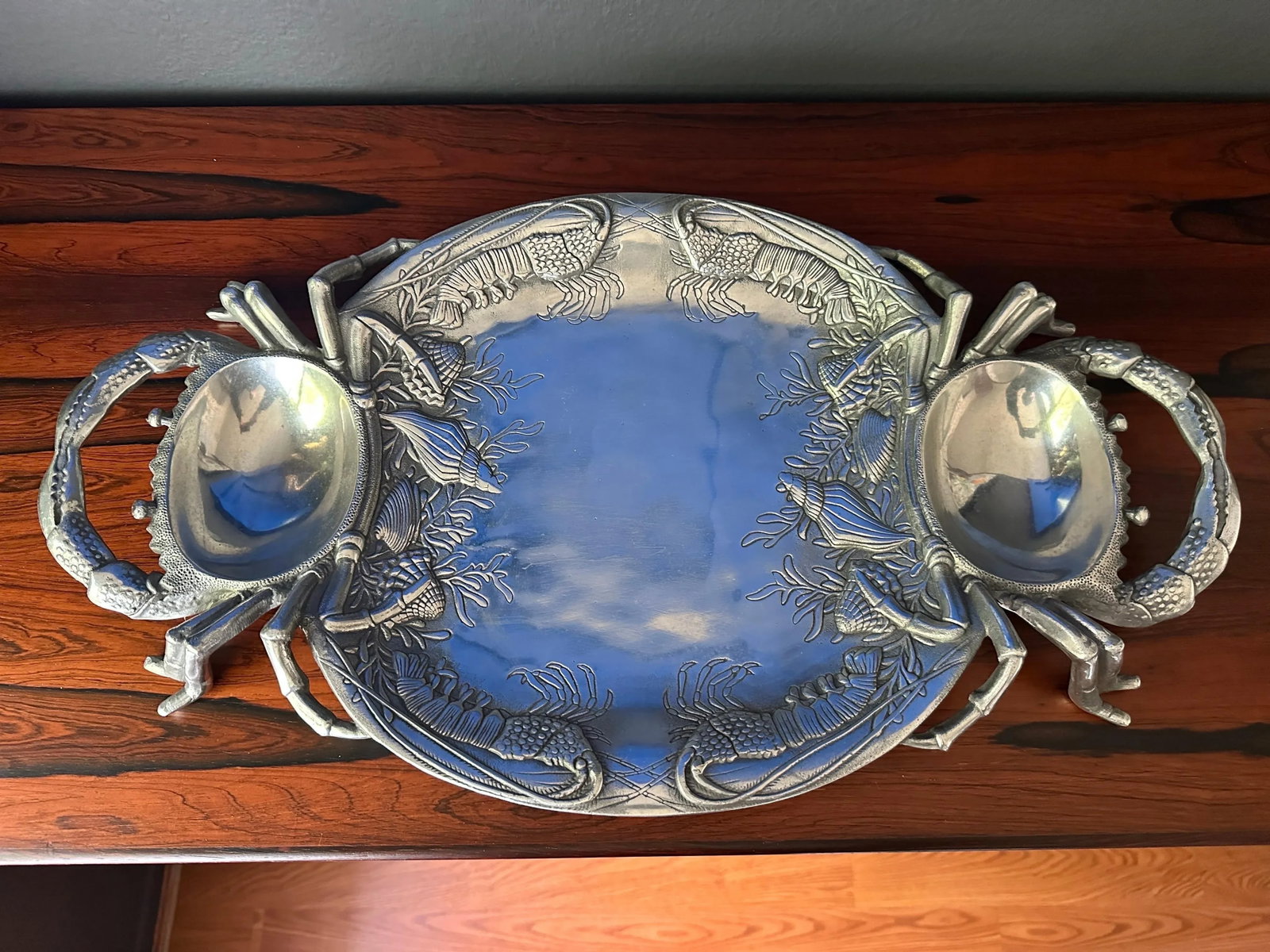 Arthur Court Aluminum Crab Seafood Serving Platter - 2