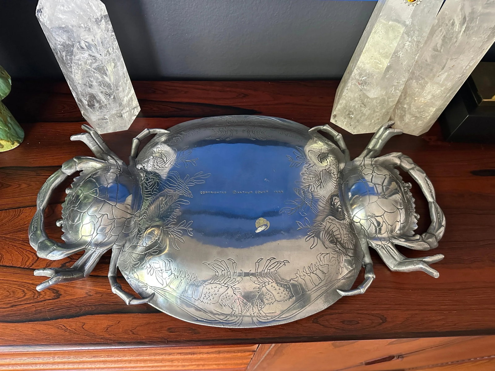 Arthur Court Aluminum Crab Seafood Serving Platter - 3