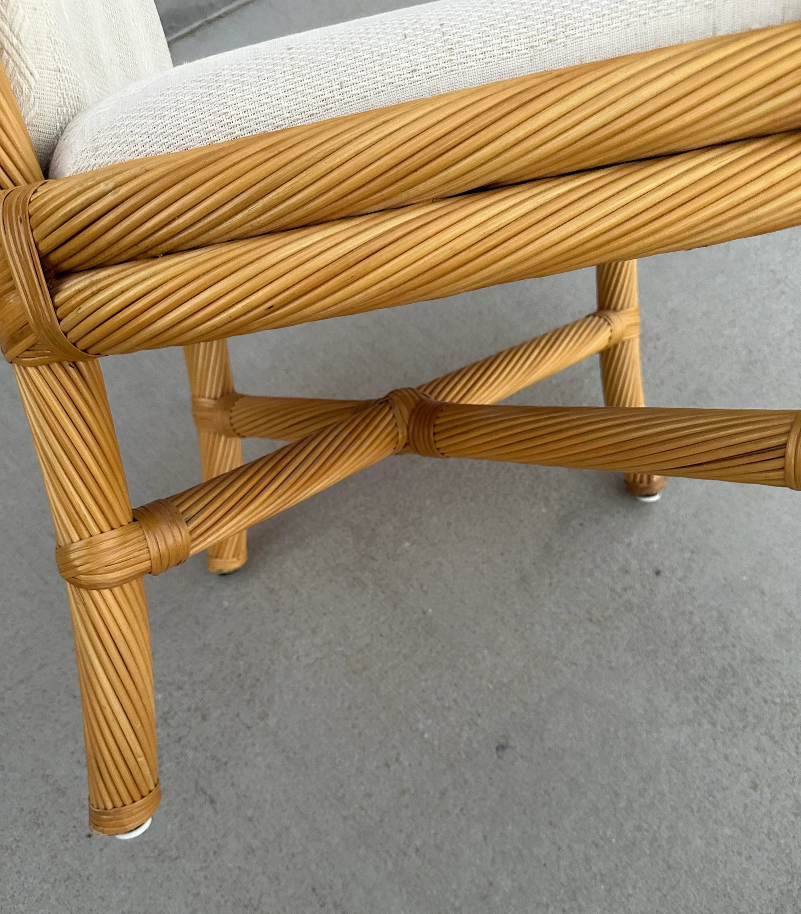 Coastal Rattan Upholstered Arm Chairs-a Pair - 6