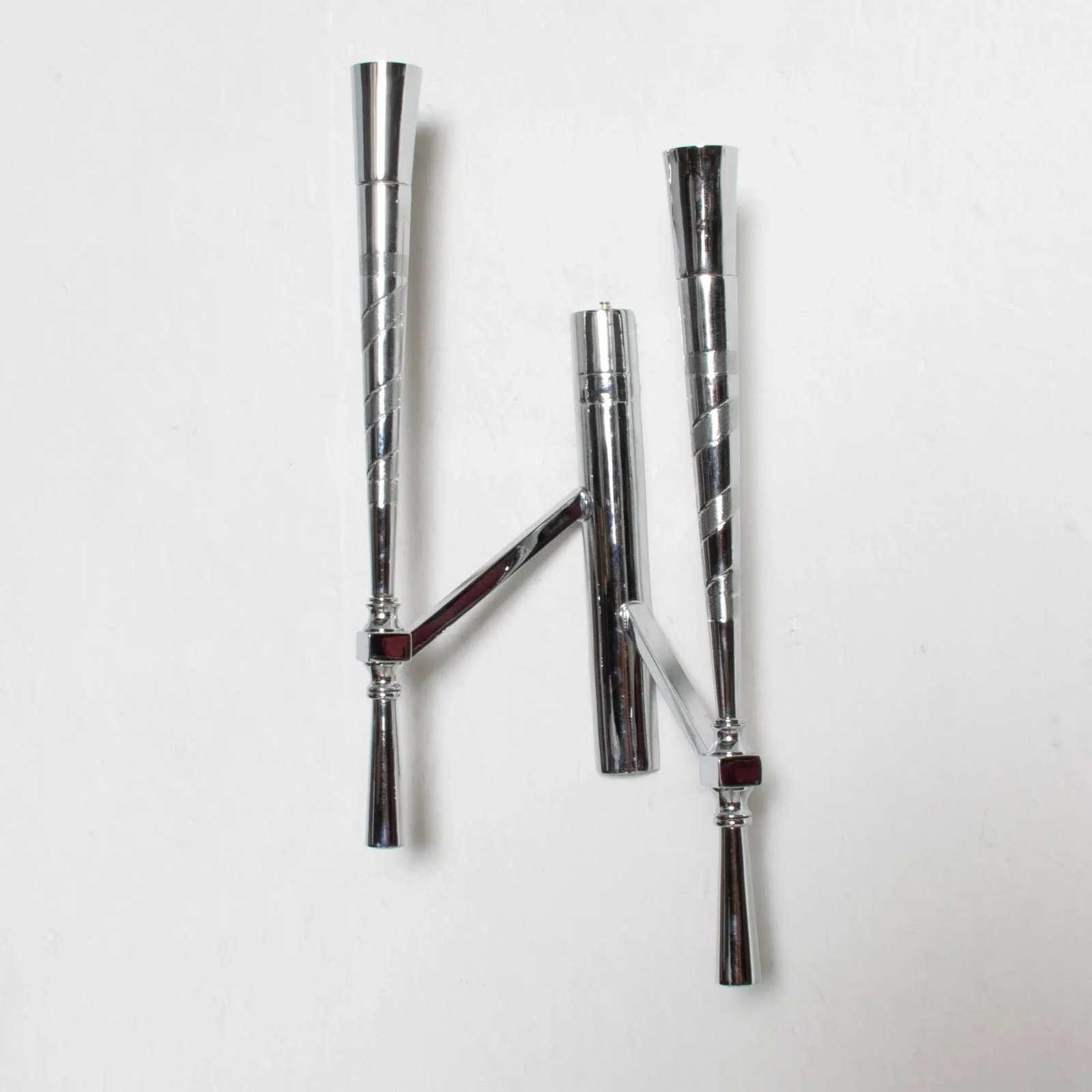 1950s Spiral Chrome Three Wall Sconces Guglielmo Ulrich Milan Italy - 10