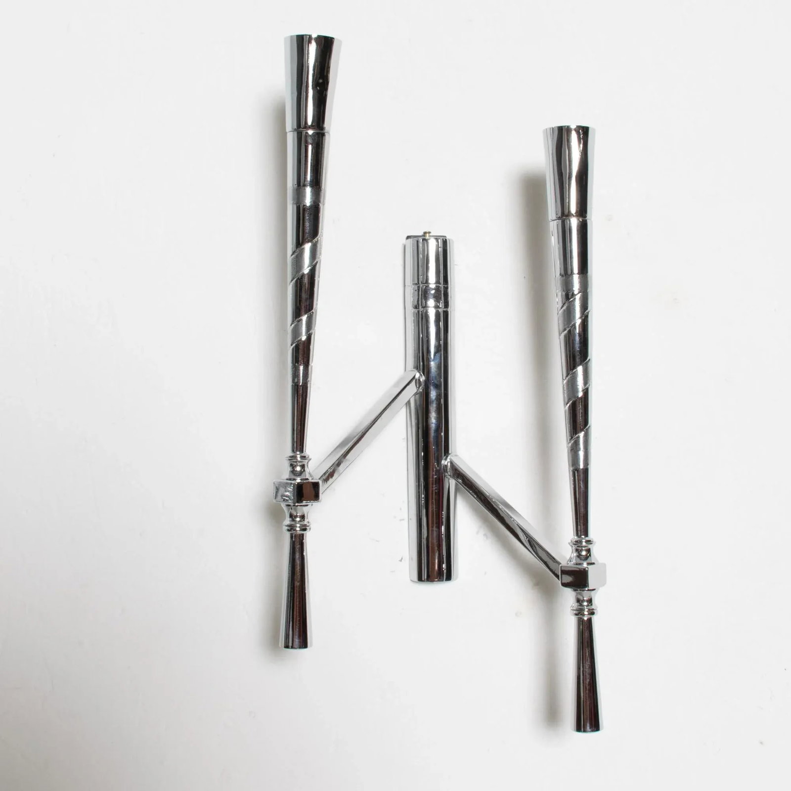 1950s Spiral Chrome Three Wall Sconces Guglielmo Ulrich Milan Italy - 3