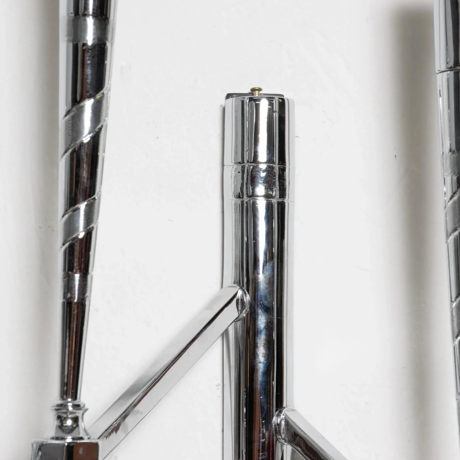 1950s Spiral Chrome Three Wall Sconces Guglielmo Ulrich Milan Italy - 6