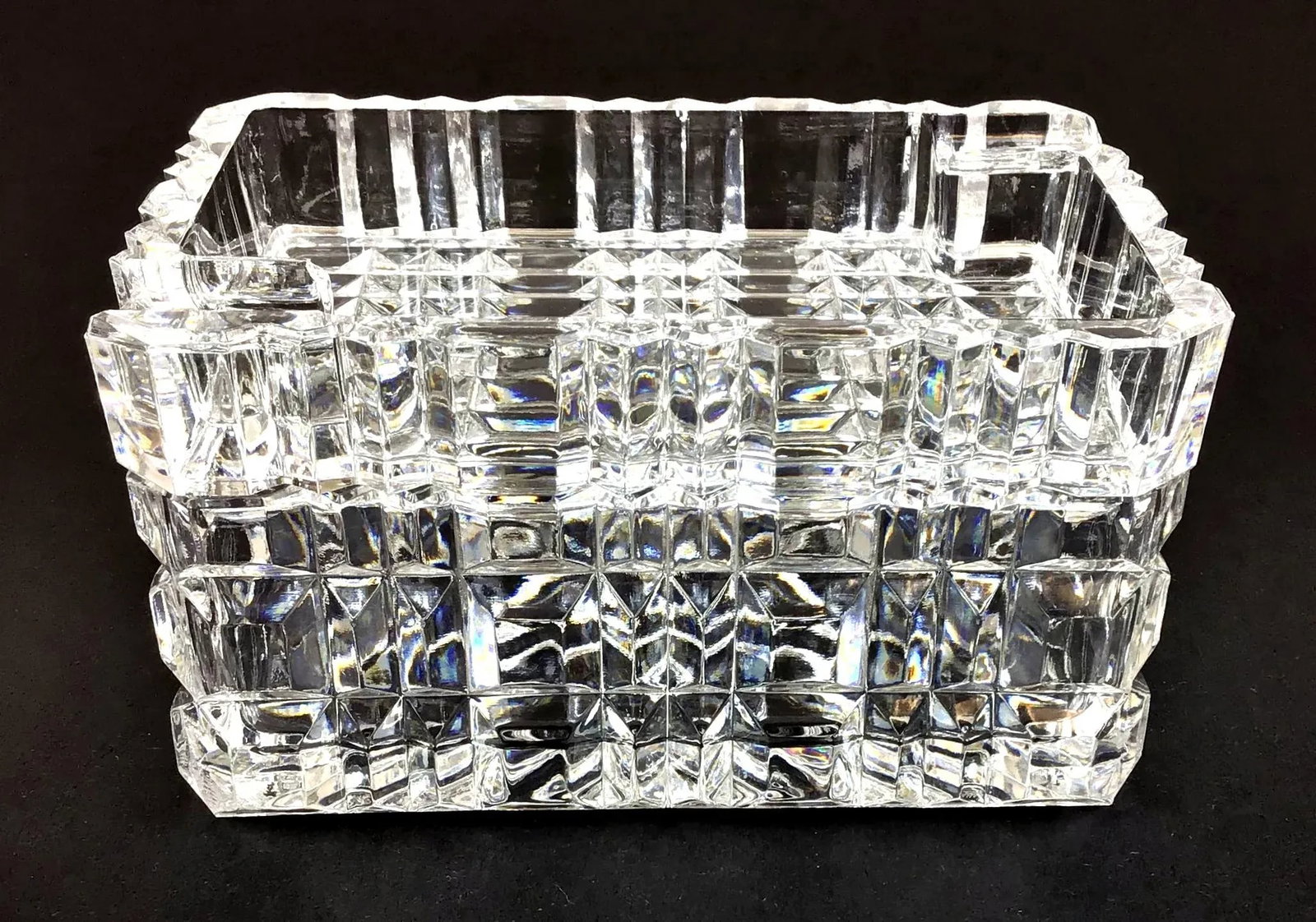 1990s Mid Century Cut Crystal Ashtray Cigarette Case Set - Set of 2 - 6