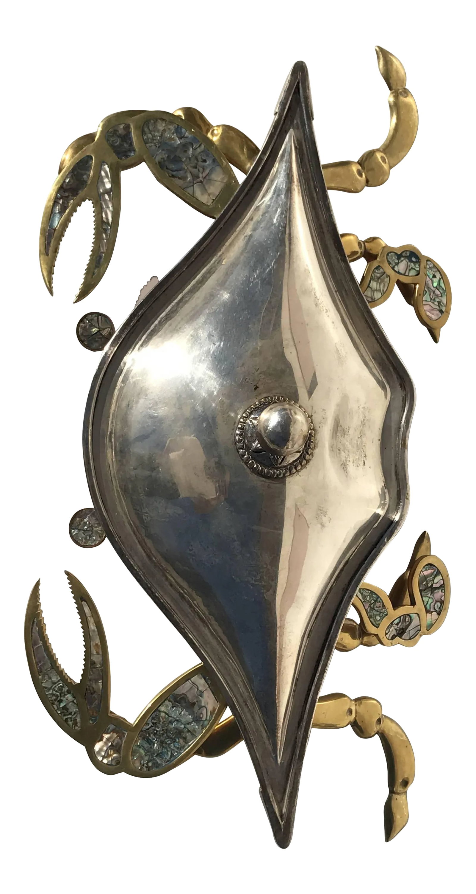 Mexican Brass and Copper Crab Dish by Los Castillo with Lid (1 of 7)