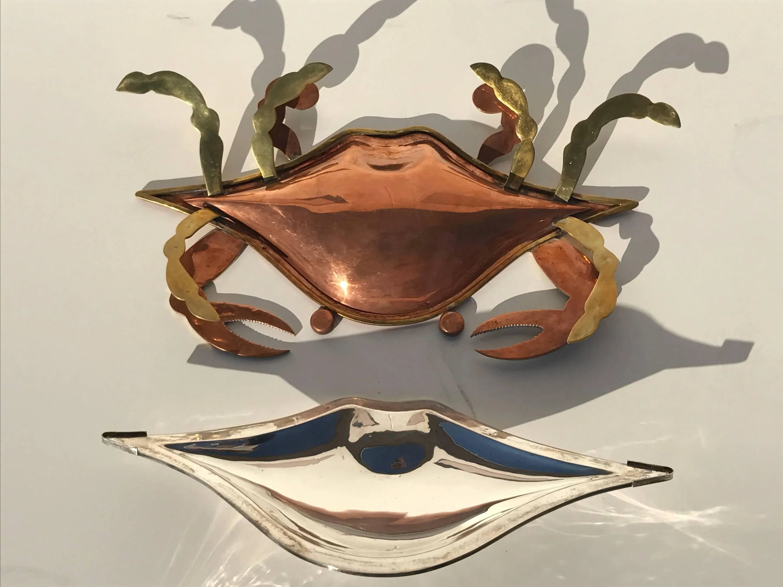 Mexican Brass and Copper Crab Dish by Los Castillo with Lid - 3
