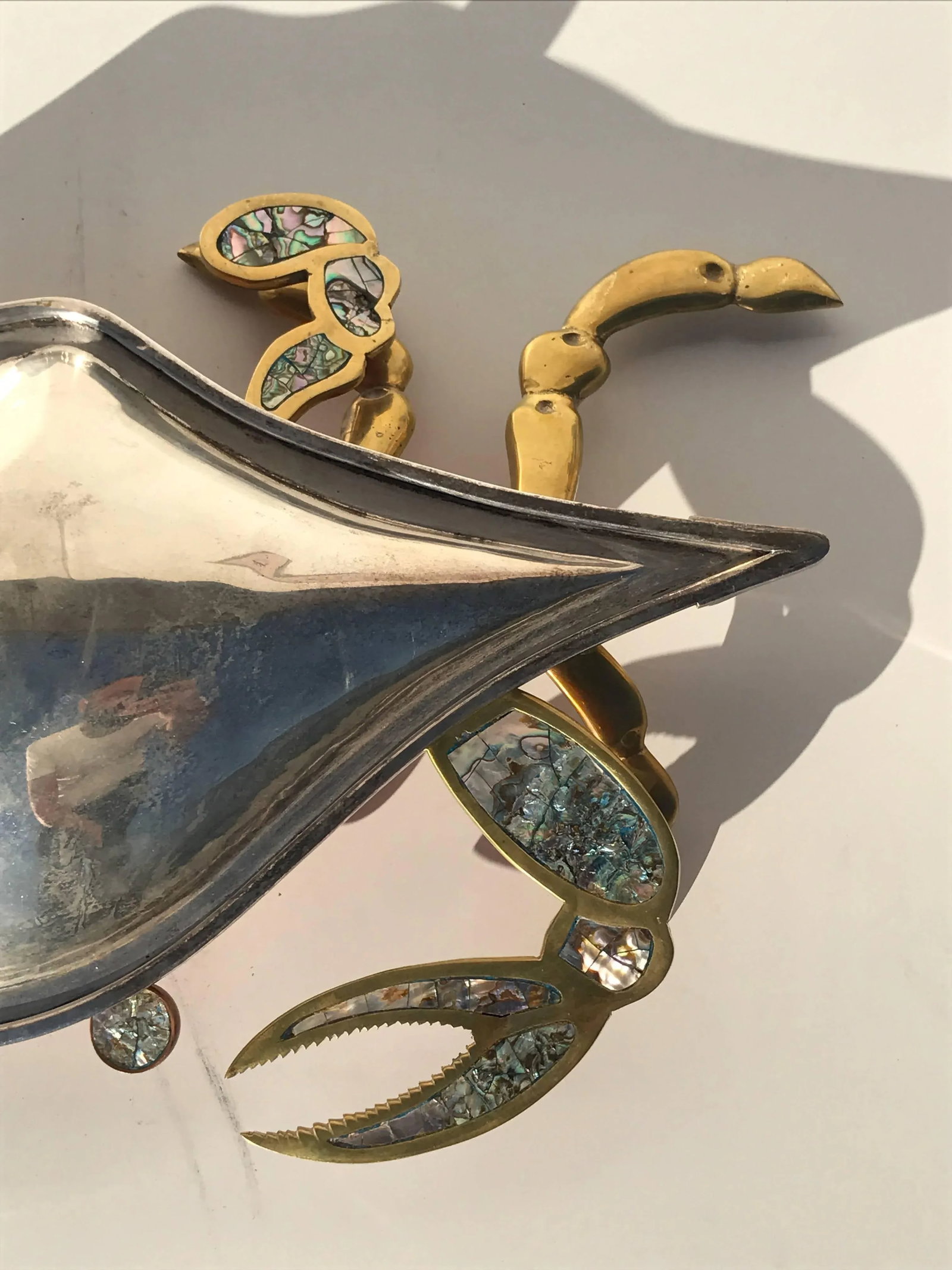 Mexican Brass and Copper Crab Dish by Los Castillo with Lid - 5