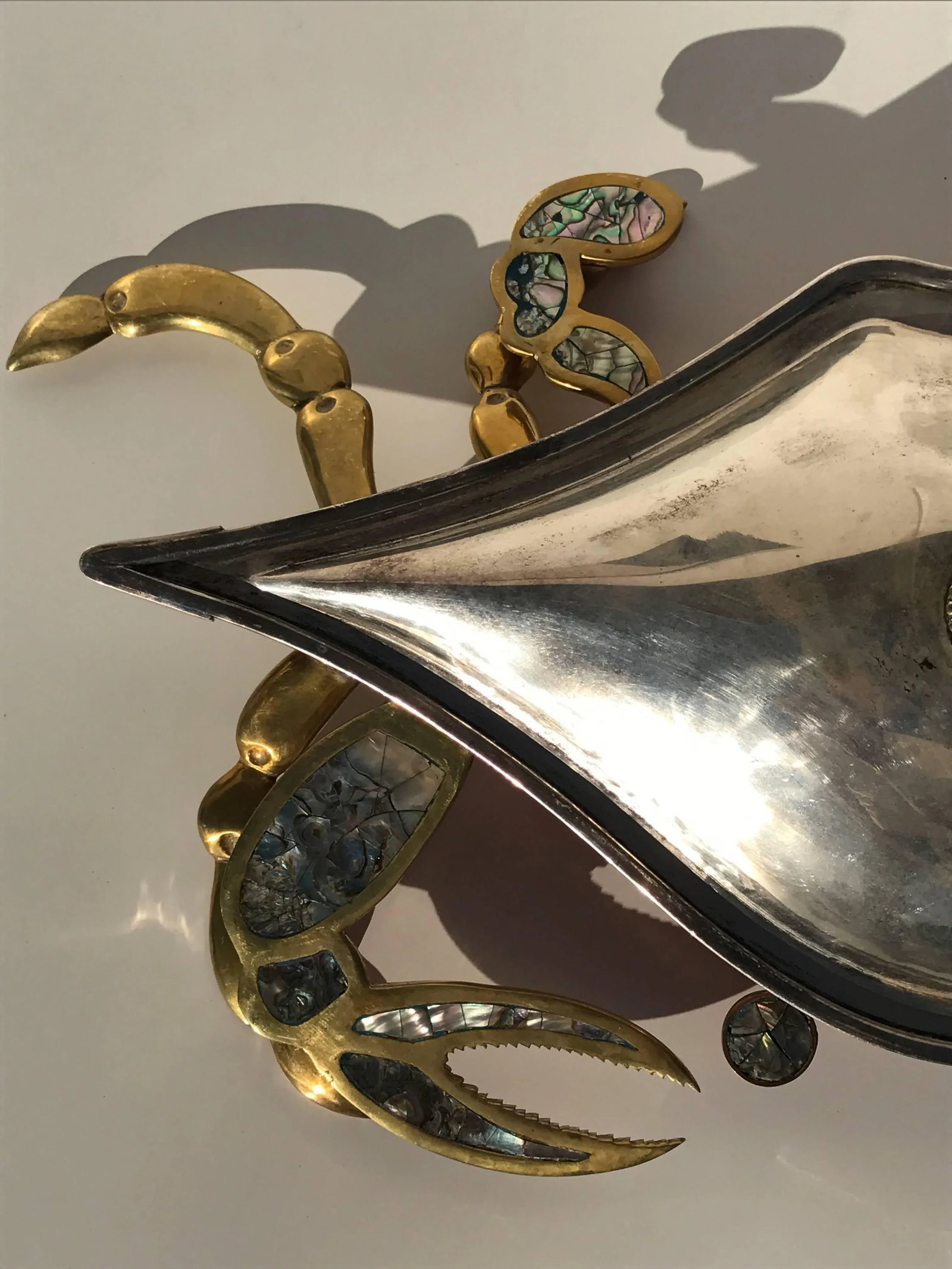 Mexican Brass and Copper Crab Dish by Los Castillo with Lid - 6