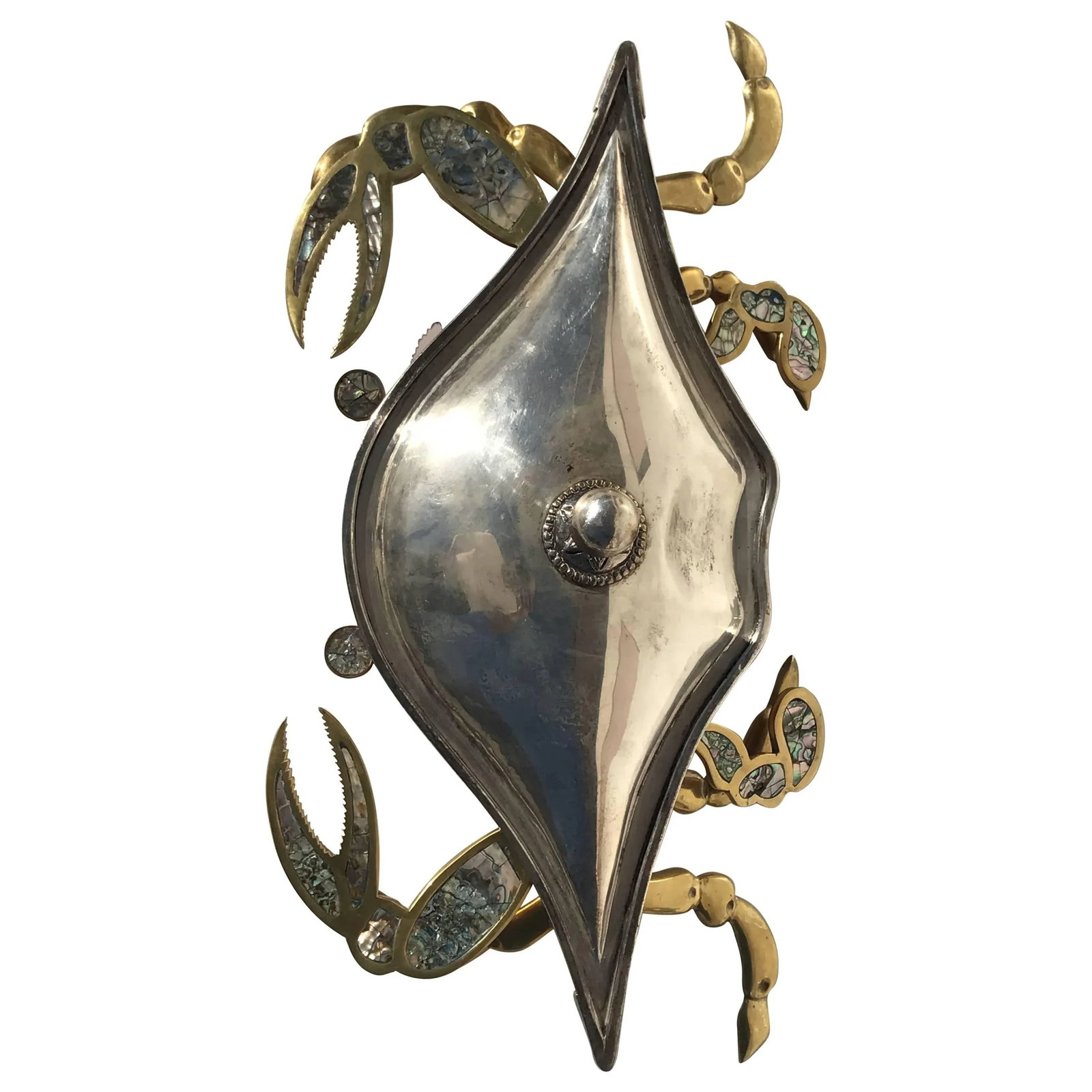 Mexican Brass and Copper Crab Dish by Los Castillo with Lid - 7
