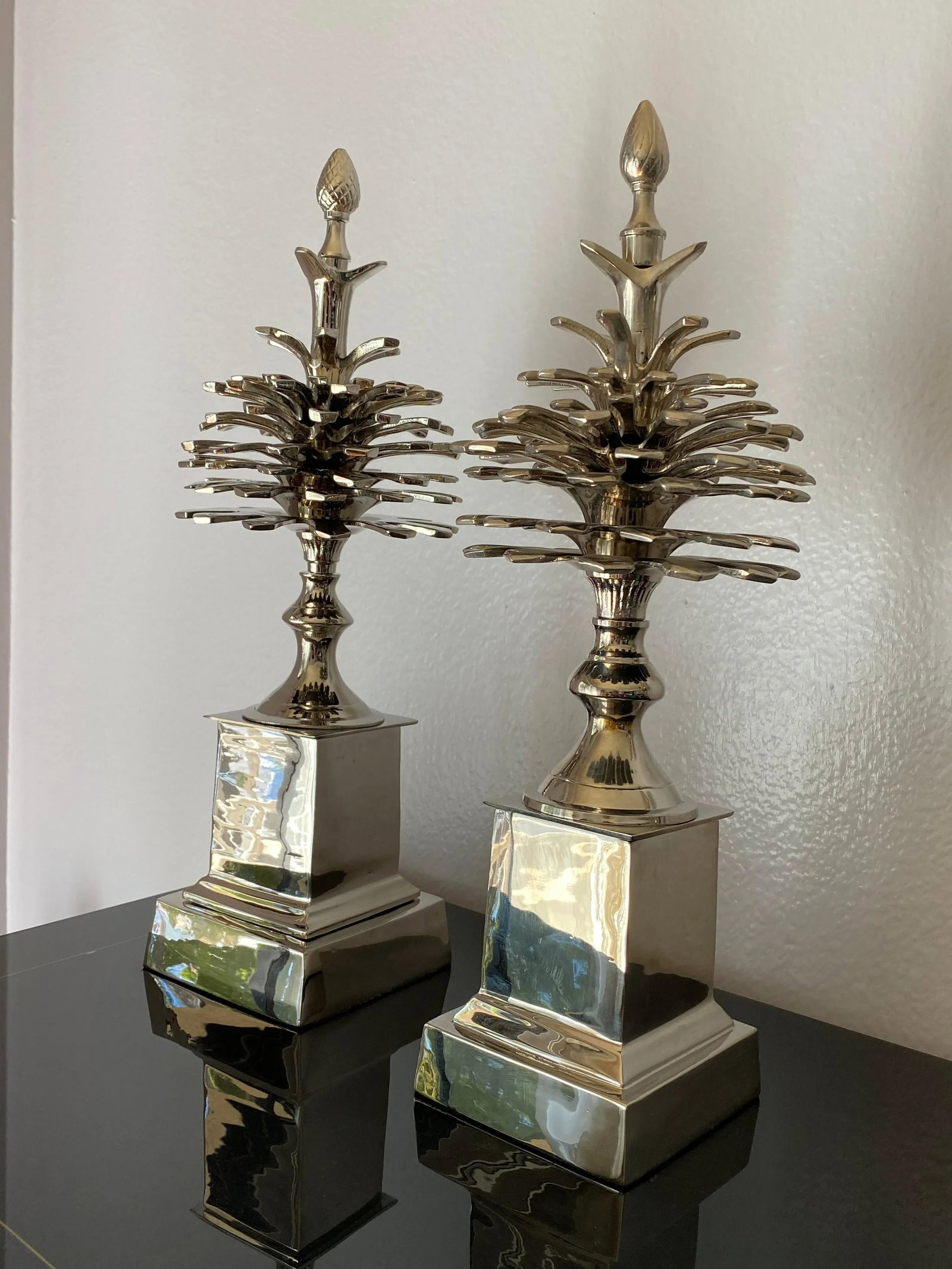 Pommes de Pin Pinecones in Nickel - a Pair - 3