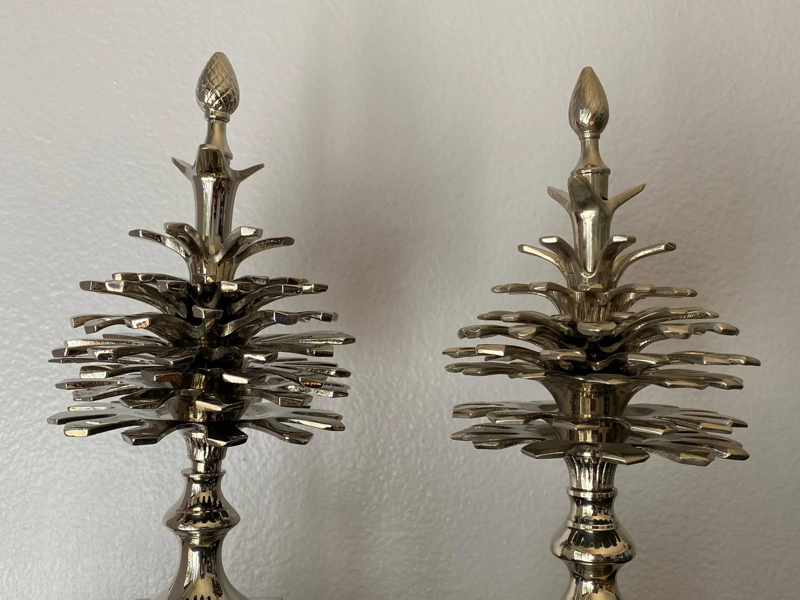 Pommes de Pin Pinecones in Nickel - a Pair - 6