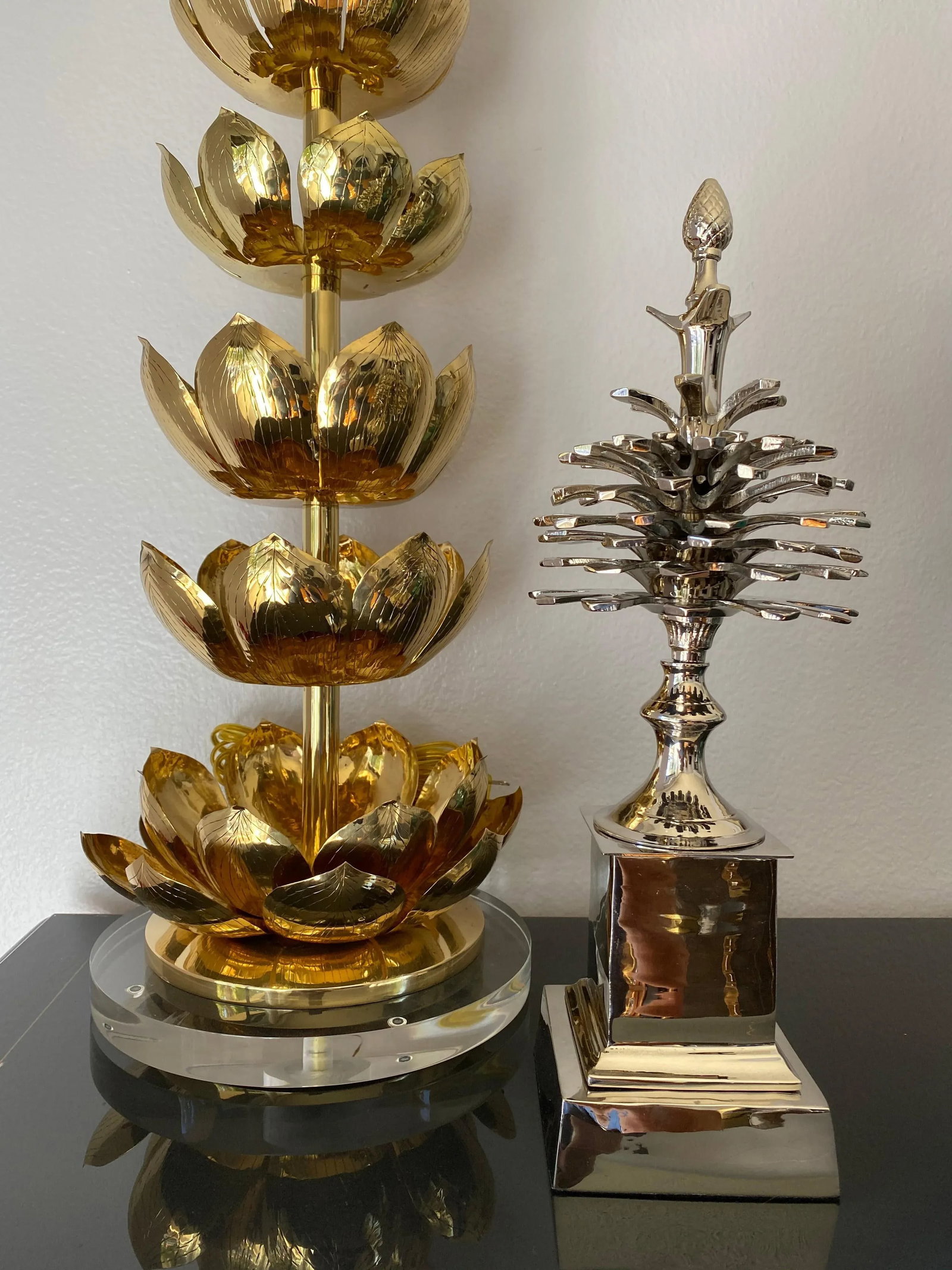 Pommes de Pin Pinecones in Nickel - a Pair - 8