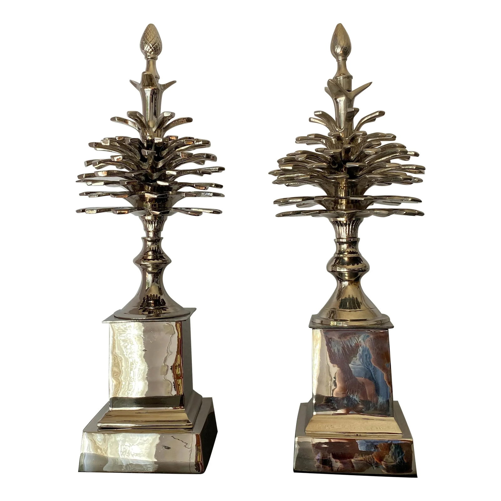 Pommes de Pin Pinecones in Nickel - a Pair - 9