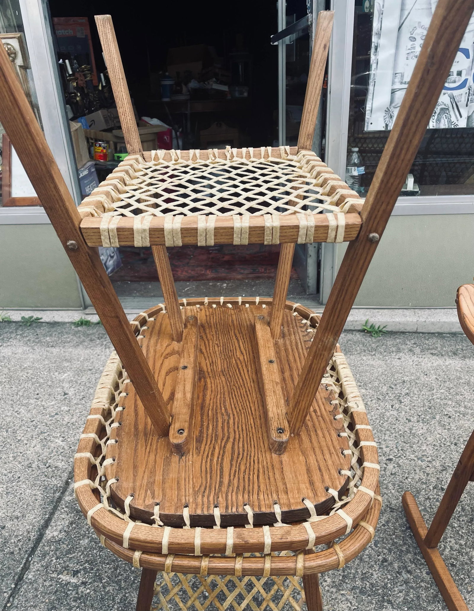 Mid 20th Century Vermont Tubbs Snowshoe Caned Double Rocker Bench Settee & Side Tables, 3 Pieces - 9