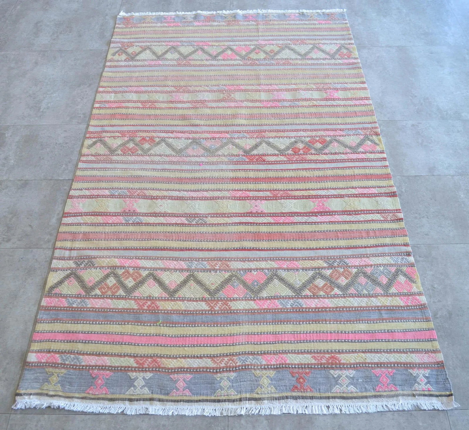 Vintage Anatolian Braided Rug Hand Woven Soft Colors Small Rug - 3'3" X 6'5" - 2