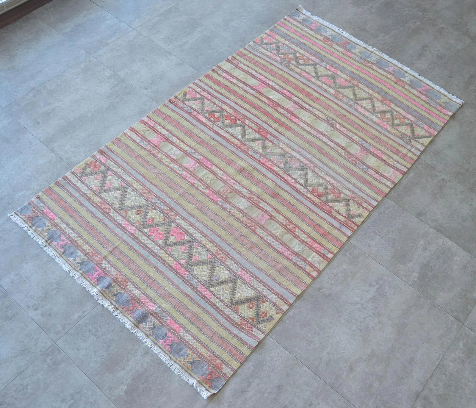 Vintage Anatolian Braided Rug Hand Woven Soft Colors Small Rug - 3'3" X 6'5" - 3