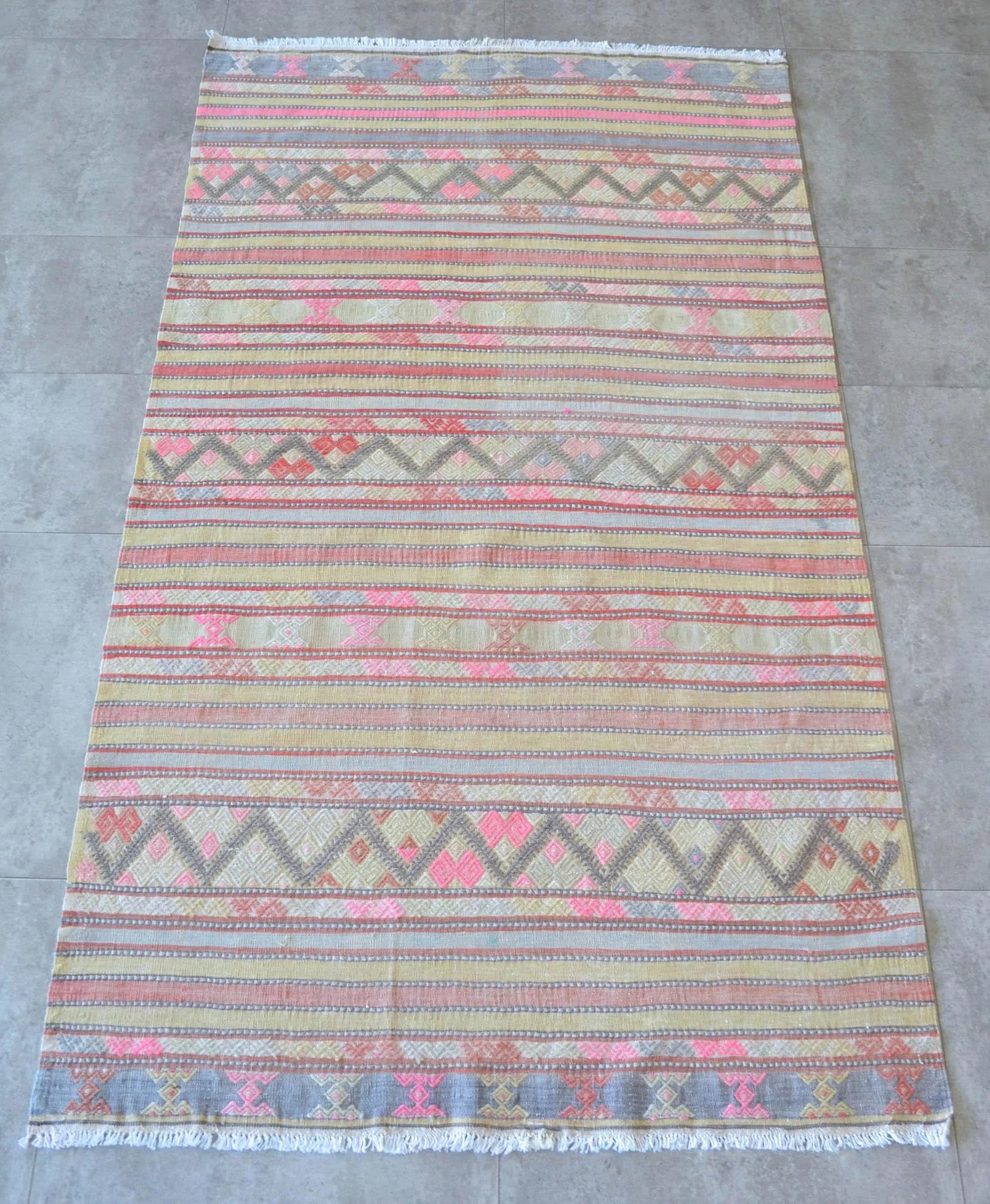 Vintage Anatolian Braided Rug Hand Woven Soft Colors Small Rug - 3'3" X 6'5" - 4